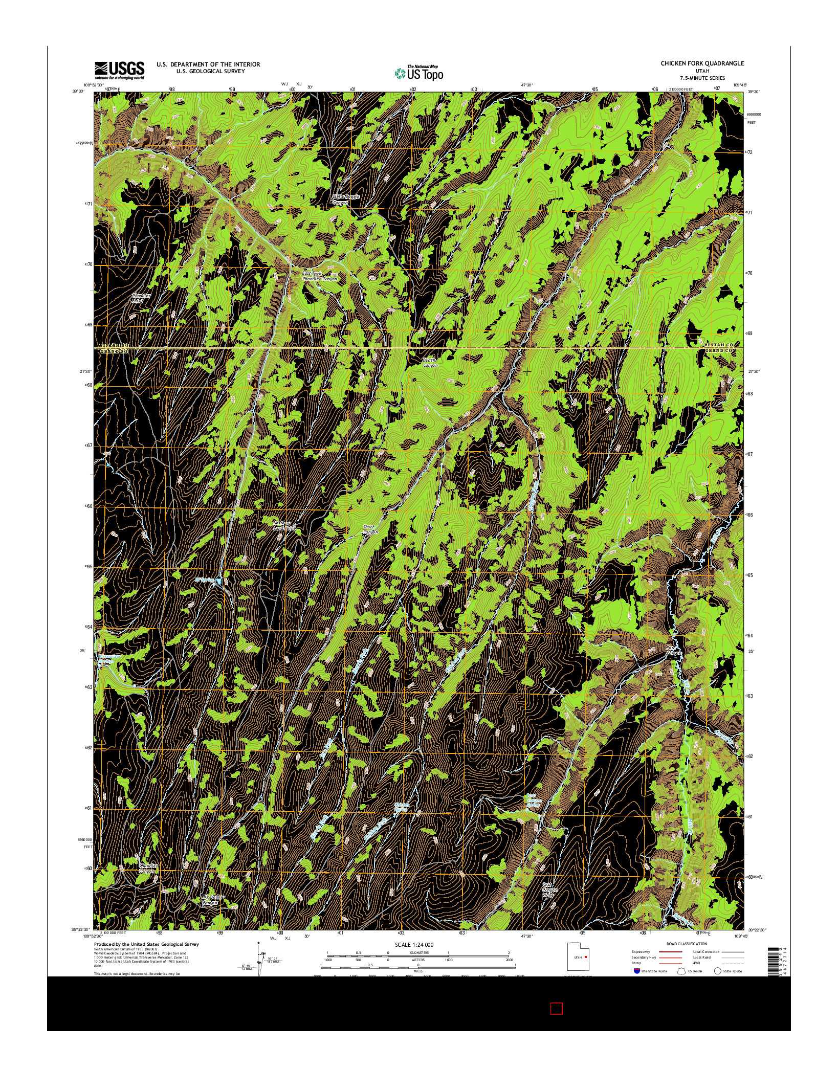 USGS US TOPO 7.5-MINUTE MAP FOR CHICKEN FORK, UT 2017