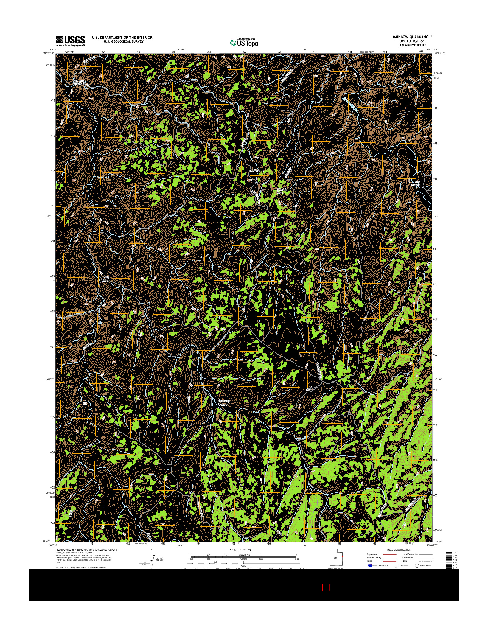 USGS US TOPO 7.5-MINUTE MAP FOR RAINBOW, UT 2017