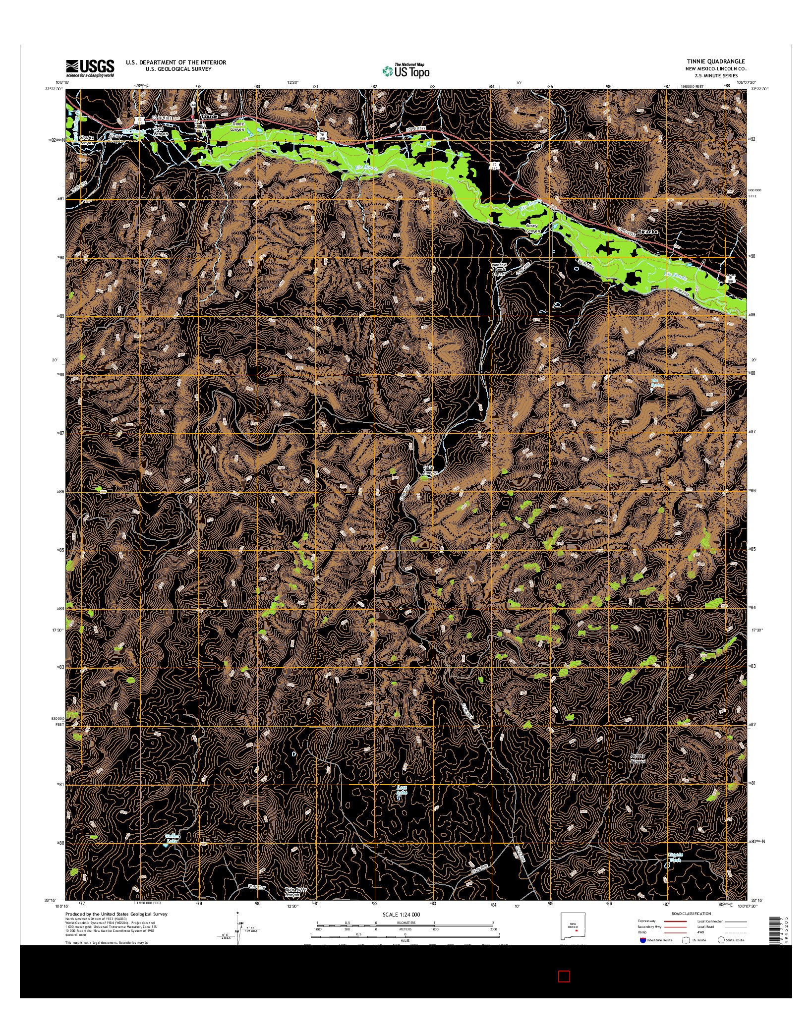 USGS US TOPO 7.5-MINUTE MAP FOR TINNIE, NM 2017