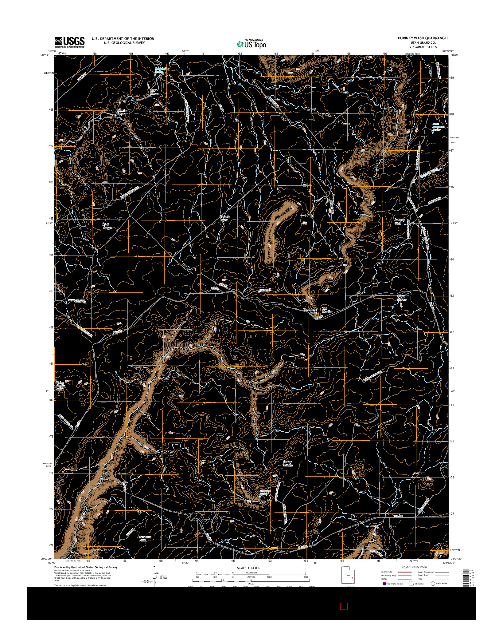 USGS US TOPO 7.5-MINUTE MAP FOR DUBINKY WASH, UT 2017