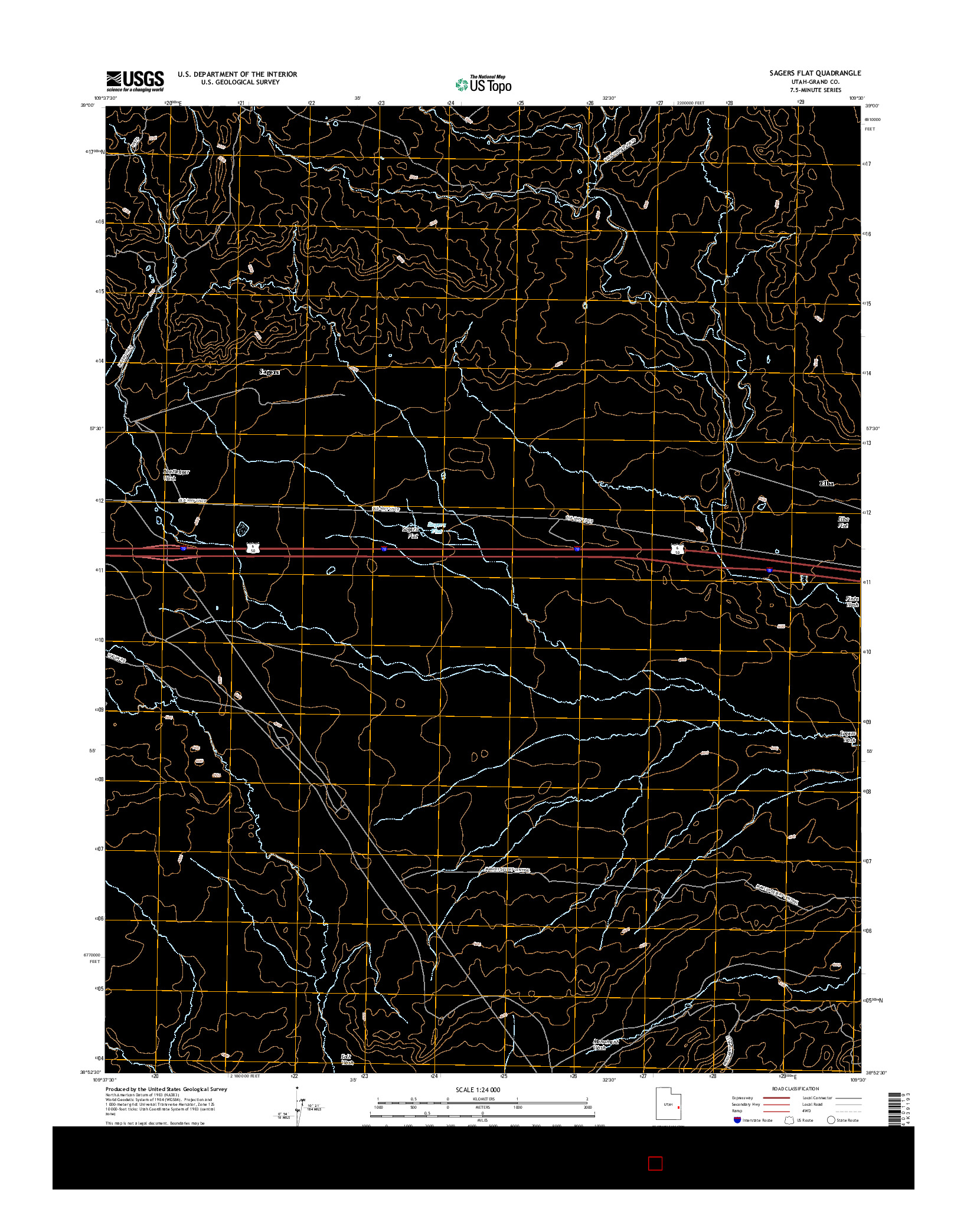 USGS US TOPO 7.5-MINUTE MAP FOR SAGERS FLAT, UT 2017