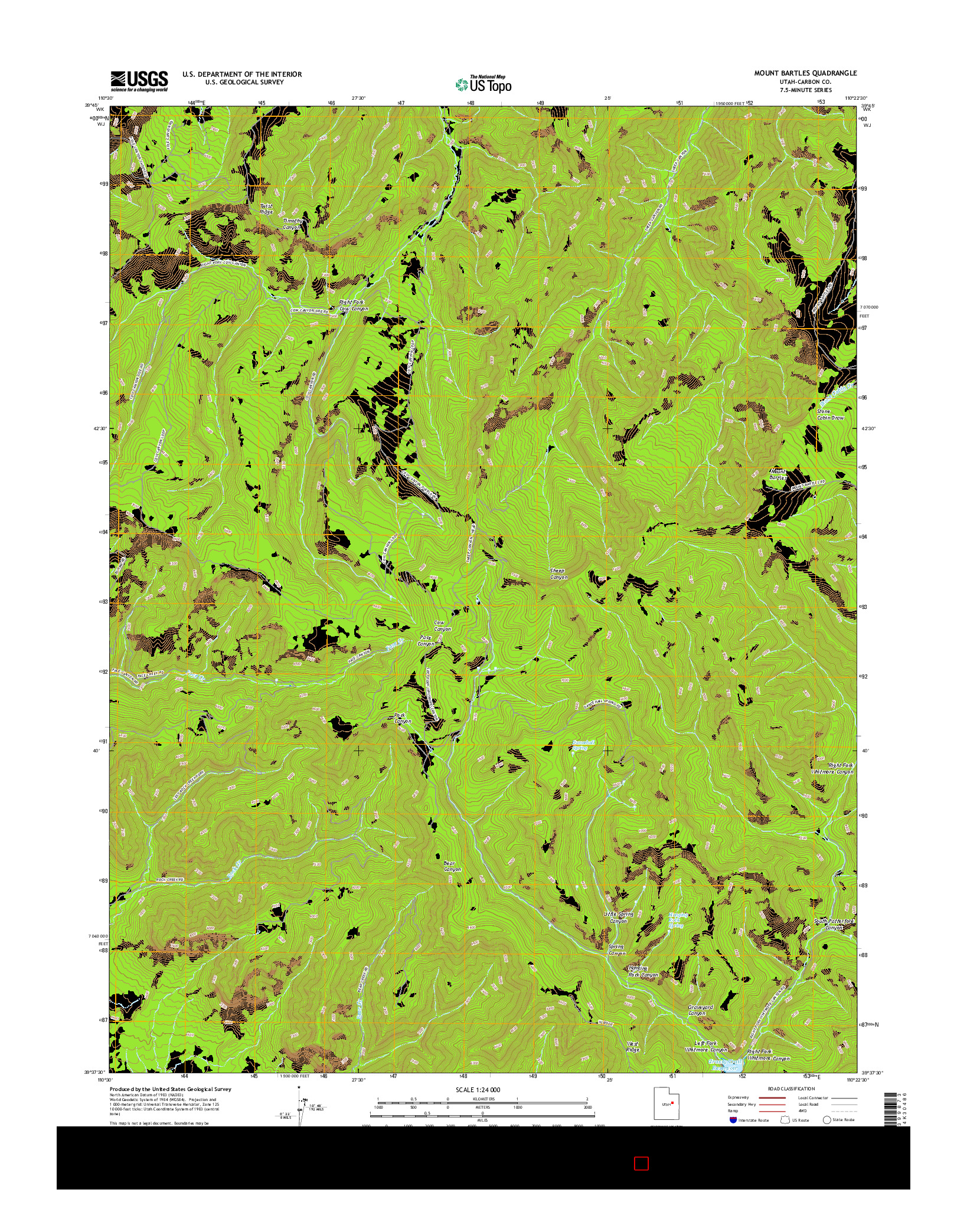 USGS US TOPO 7.5-MINUTE MAP FOR MOUNT BARTLES, UT 2017