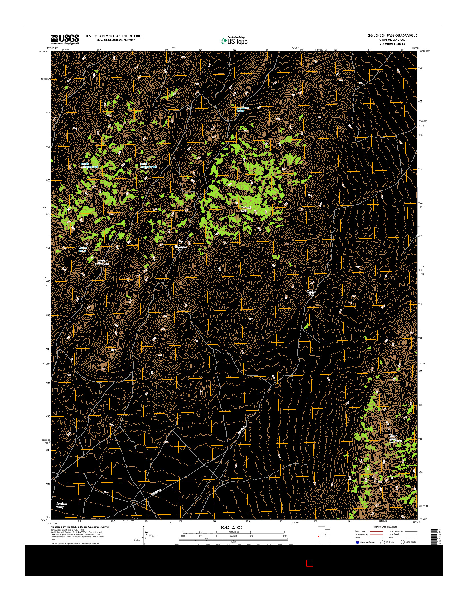 USGS US TOPO 7.5-MINUTE MAP FOR BIG JENSEN PASS, UT 2017