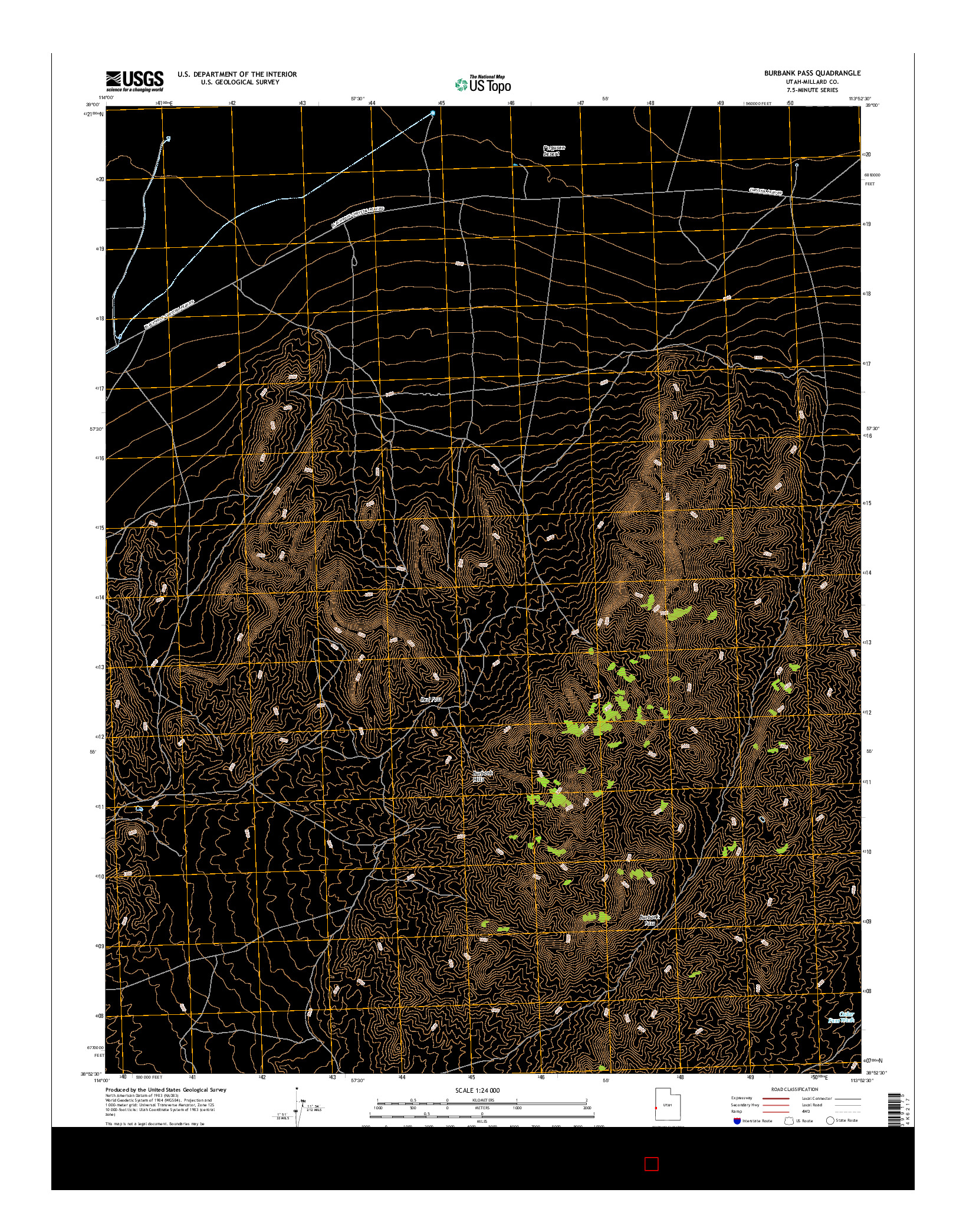 USGS US TOPO 7.5-MINUTE MAP FOR BURBANK PASS, UT 2017