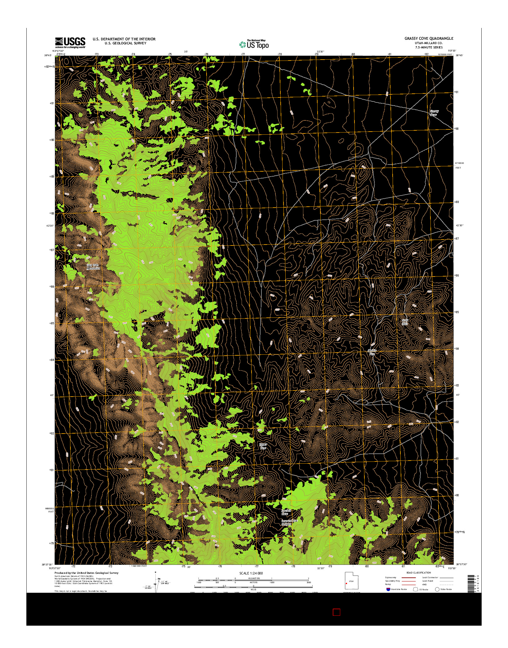 USGS US TOPO 7.5-MINUTE MAP FOR GRASSY COVE, UT 2017