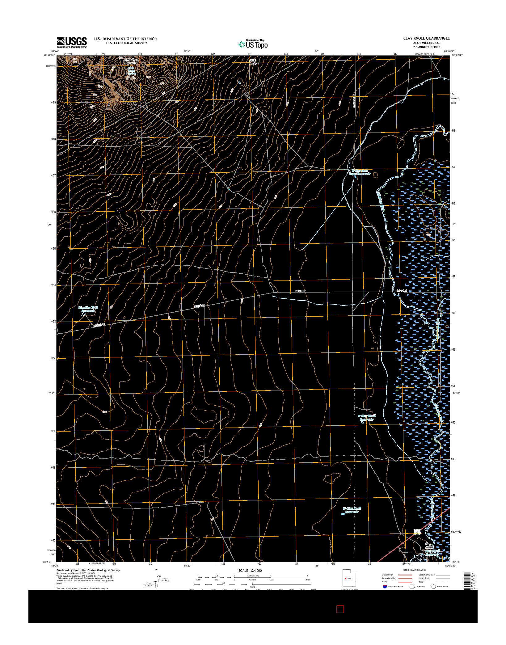 USGS US TOPO 7.5-MINUTE MAP FOR CLAY KNOLL, UT 2017