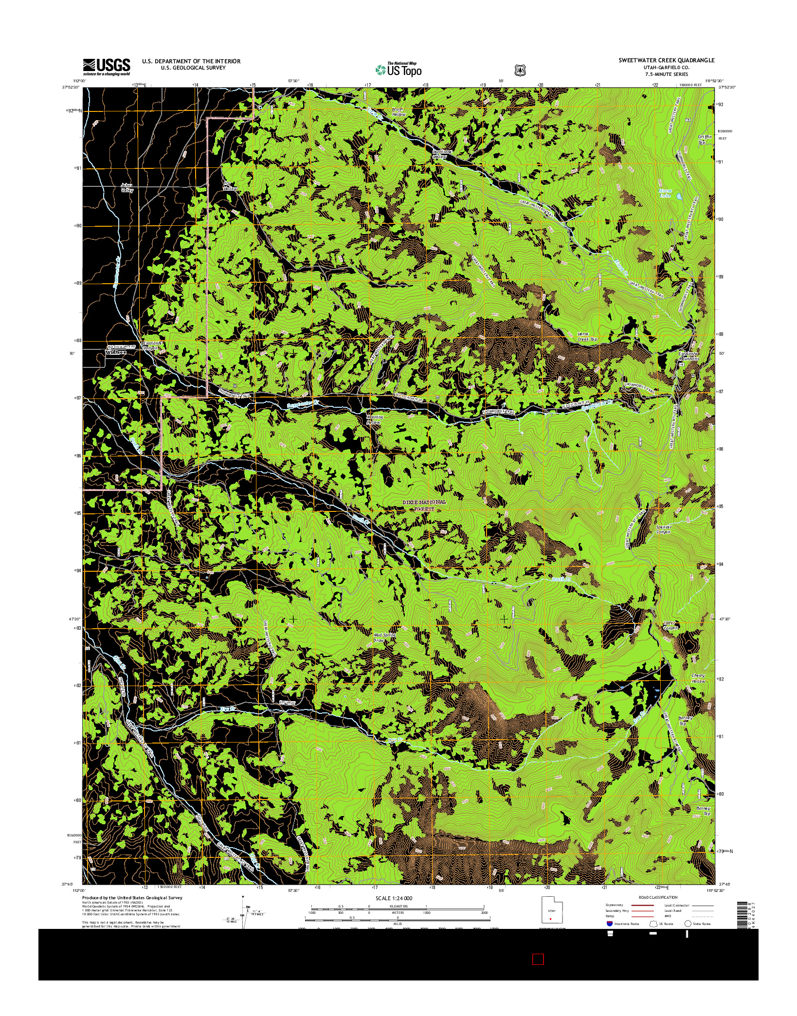 USGS US TOPO 7.5-MINUTE MAP FOR SWEETWATER CREEK, UT 2017