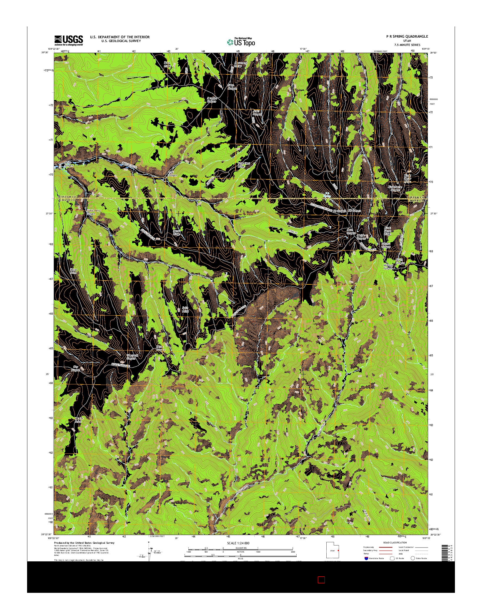 USGS US TOPO 7.5-MINUTE MAP FOR P R SPRING, UT 2017