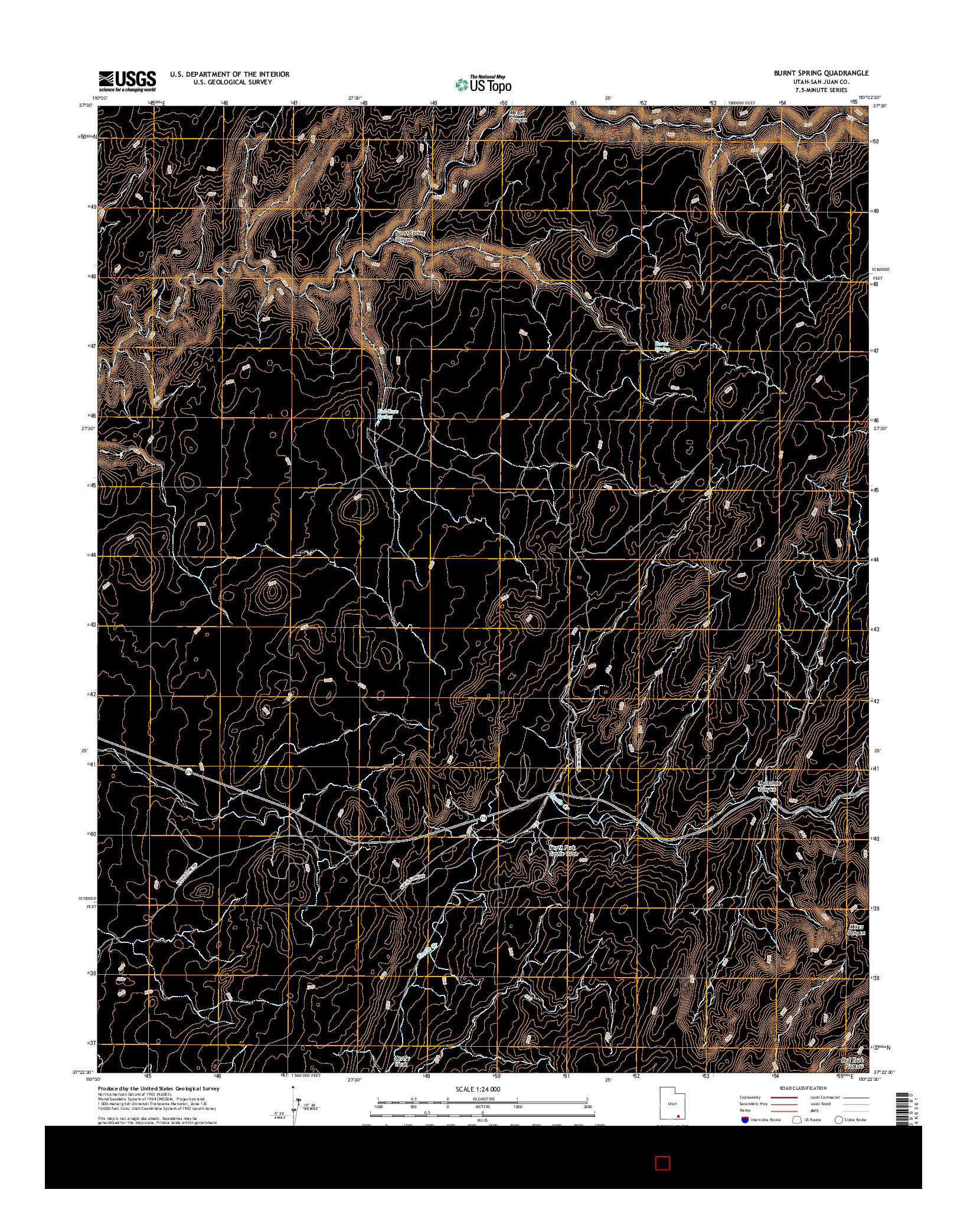 USGS US TOPO 7.5-MINUTE MAP FOR BURNT SPRING, UT 2017