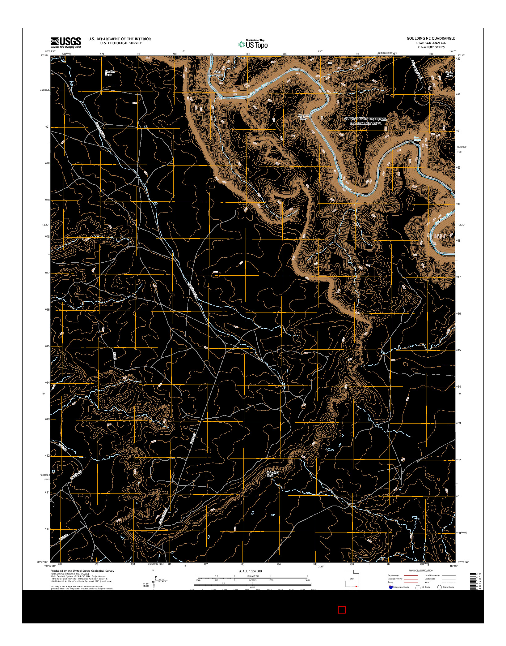 USGS US TOPO 7.5-MINUTE MAP FOR GOULDING NE, UT 2017