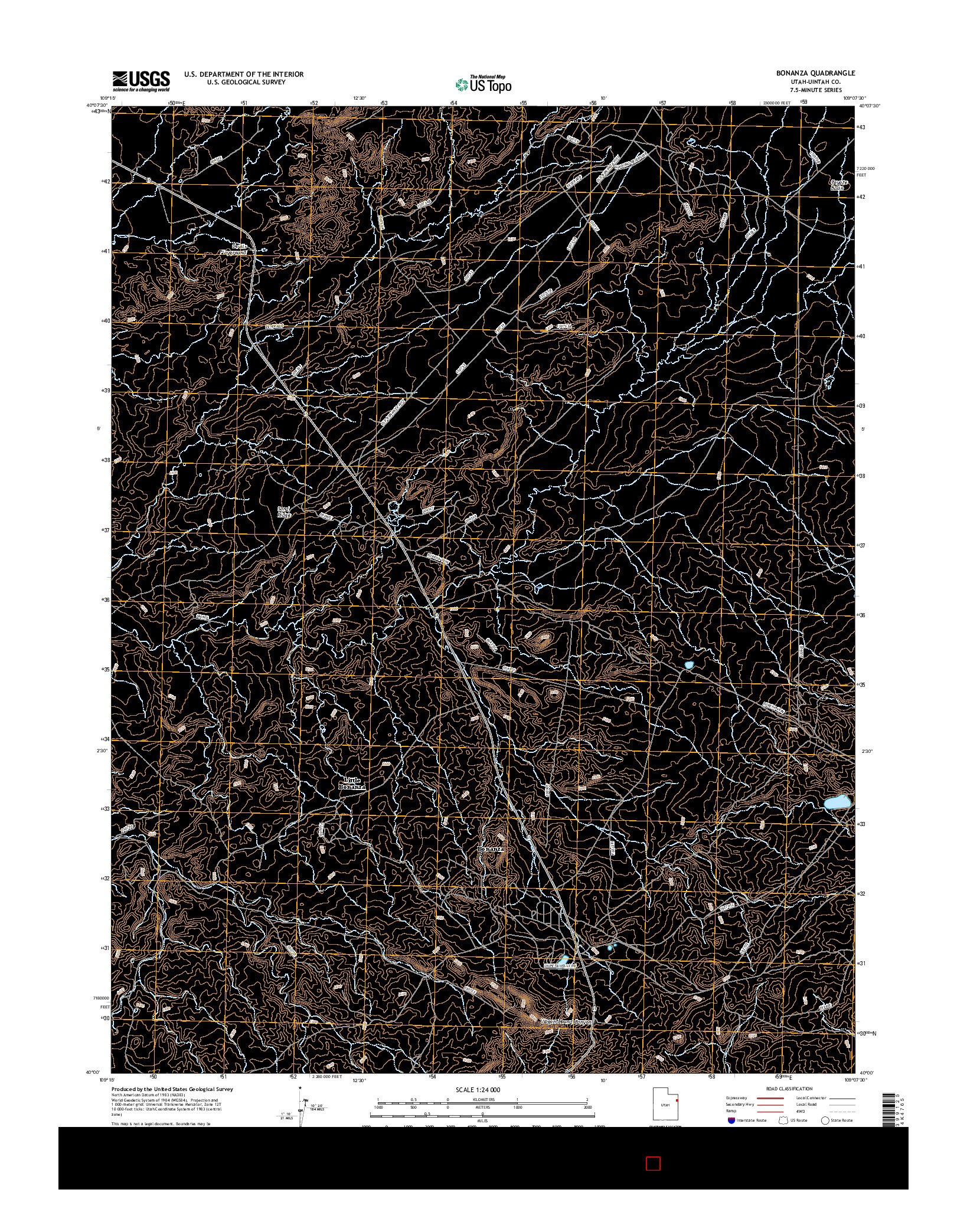 USGS US TOPO 7.5-MINUTE MAP FOR BONANZA, UT 2017