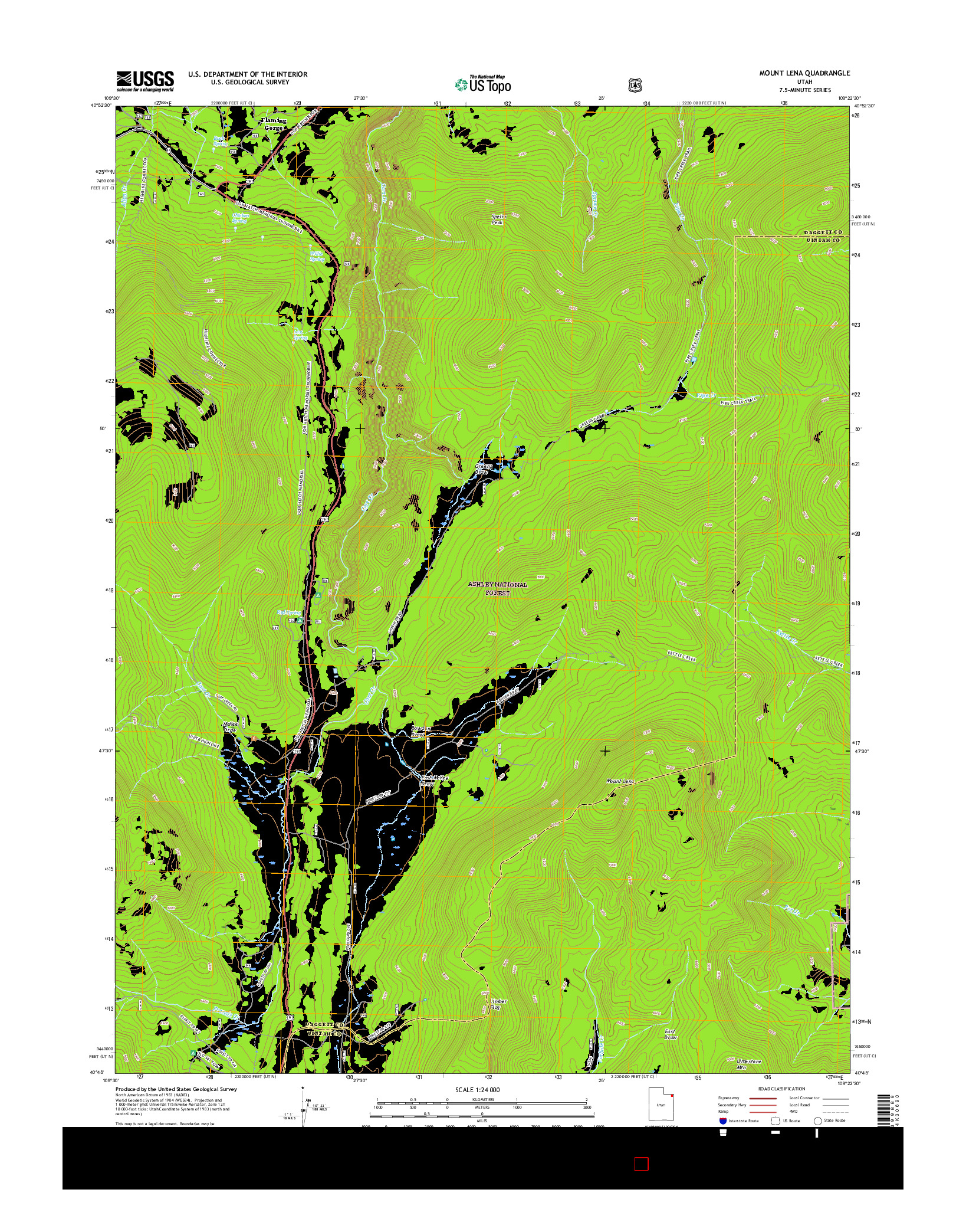 USGS US TOPO 7.5-MINUTE MAP FOR MOUNT LENA, UT 2017