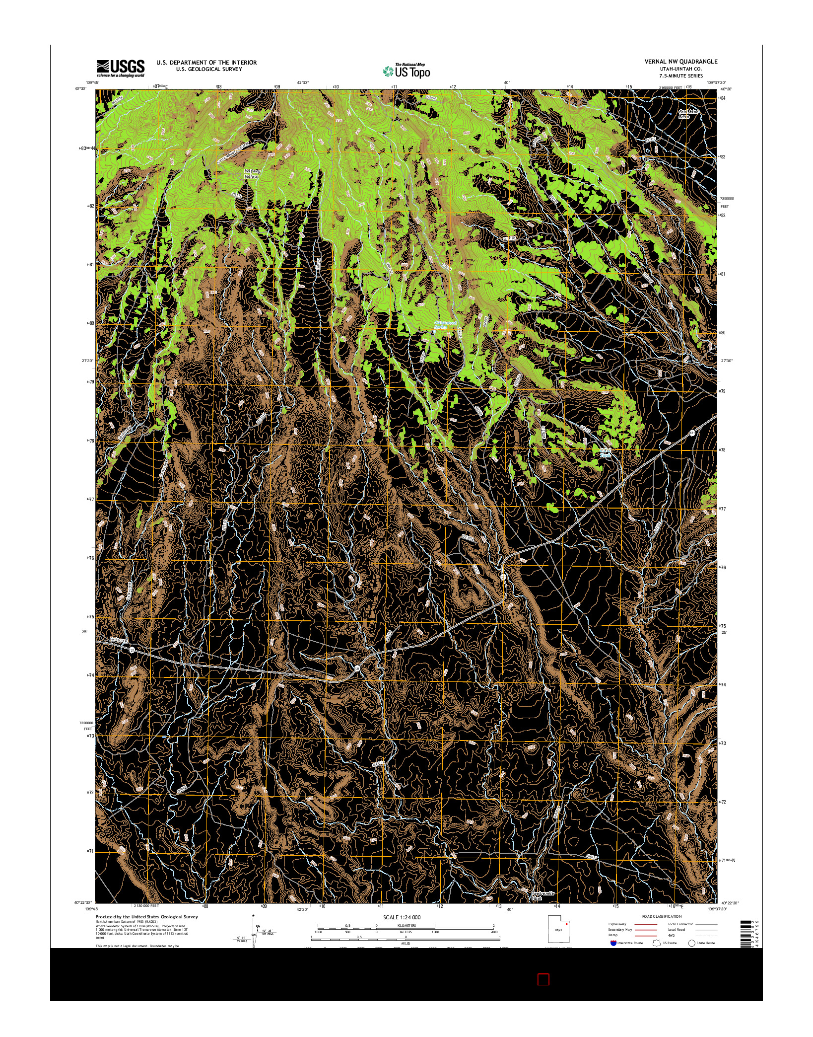 USGS US TOPO 7.5-MINUTE MAP FOR VERNAL NW, UT 2017