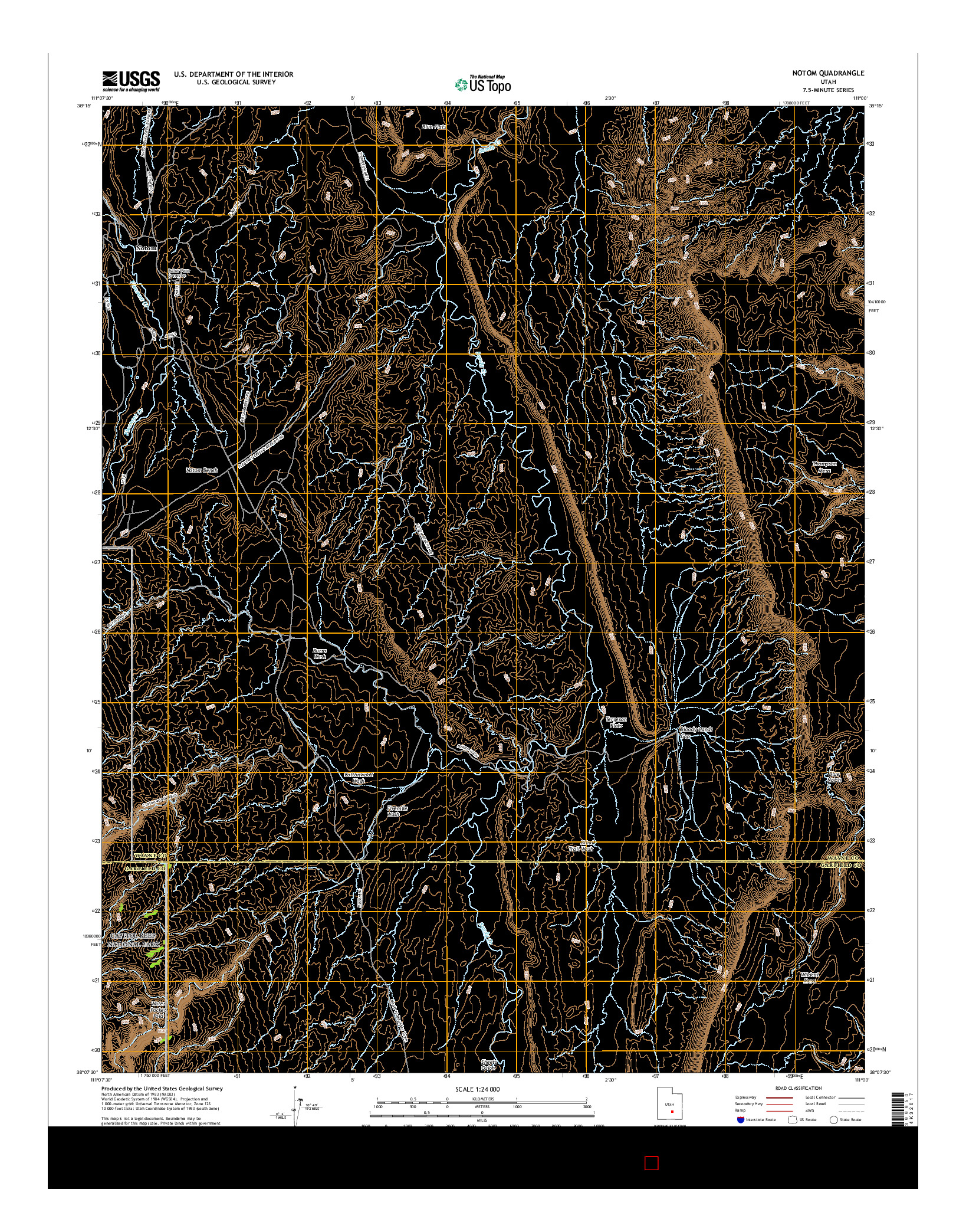 USGS US TOPO 7.5-MINUTE MAP FOR NOTOM, UT 2017