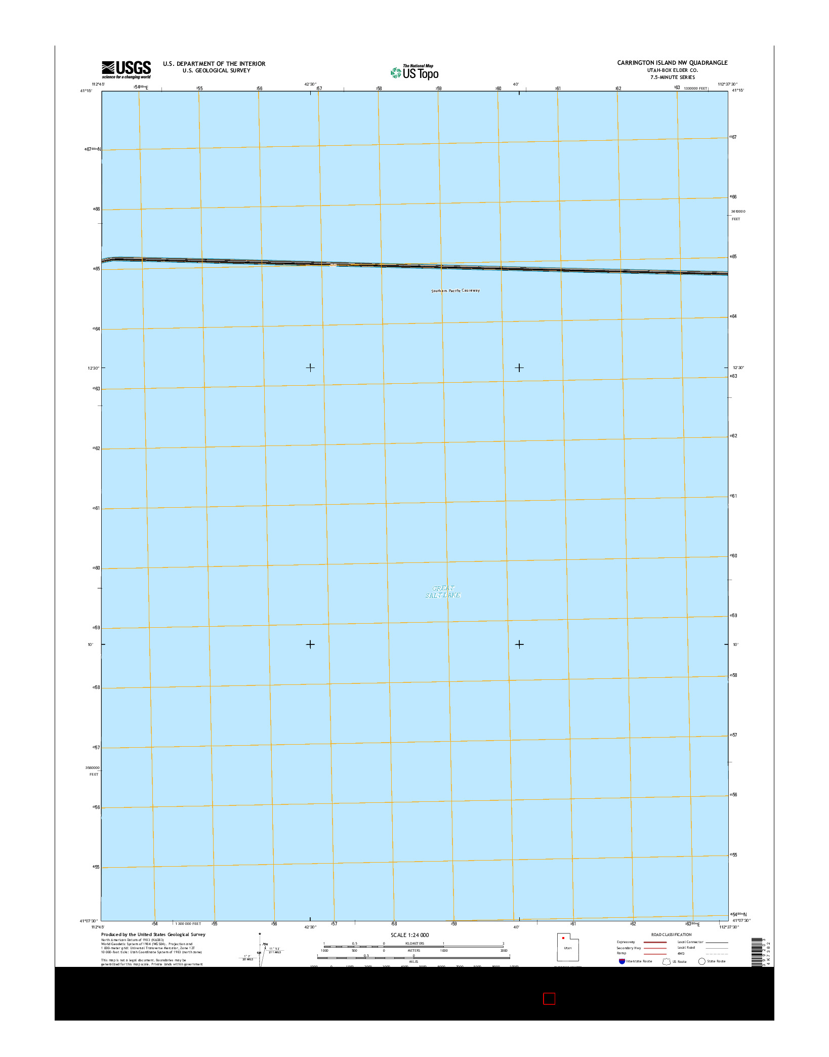 USGS US TOPO 7.5-MINUTE MAP FOR CARRINGTON ISLAND NW, UT 2017