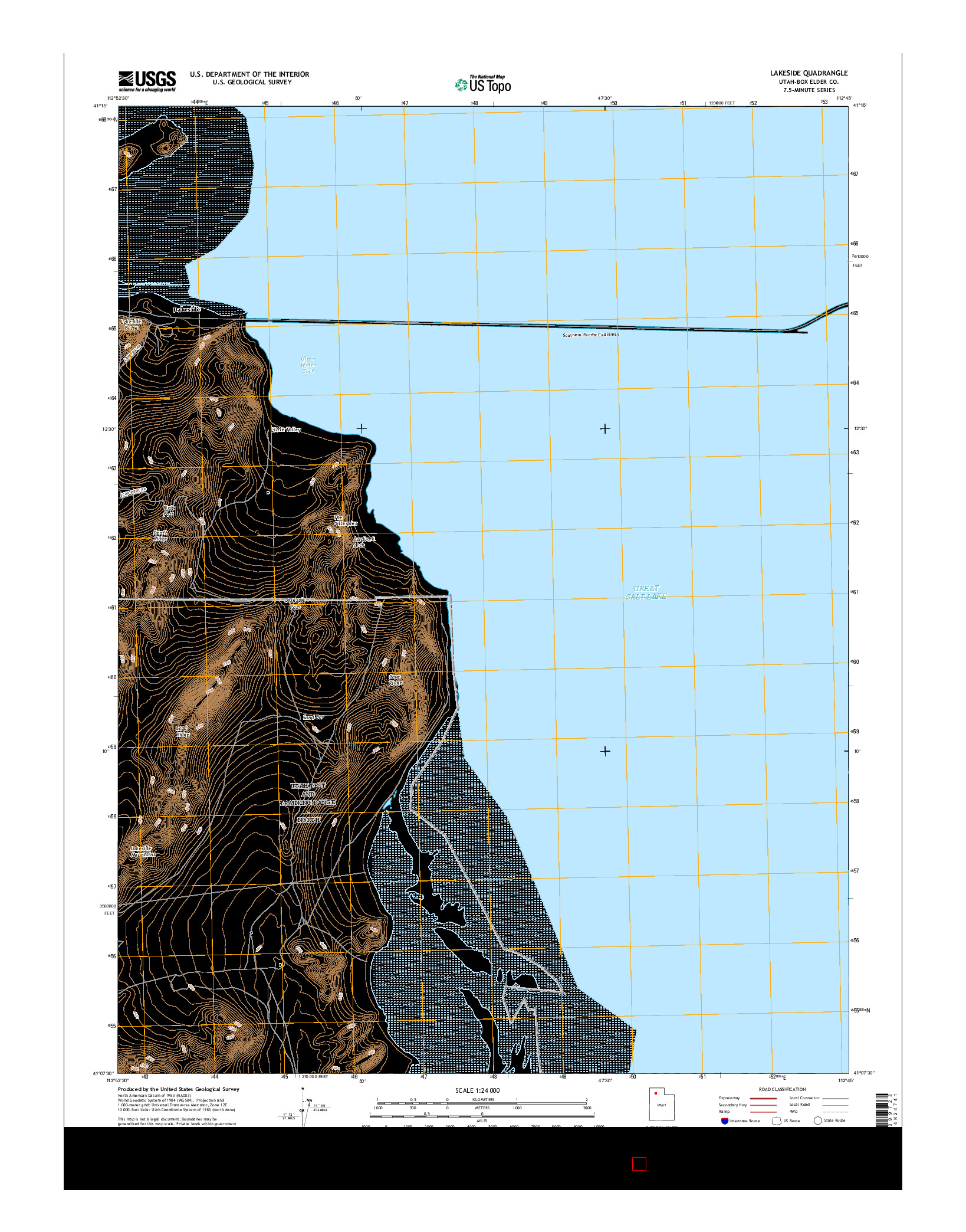 USGS US TOPO 7.5-MINUTE MAP FOR LAKESIDE, UT 2017