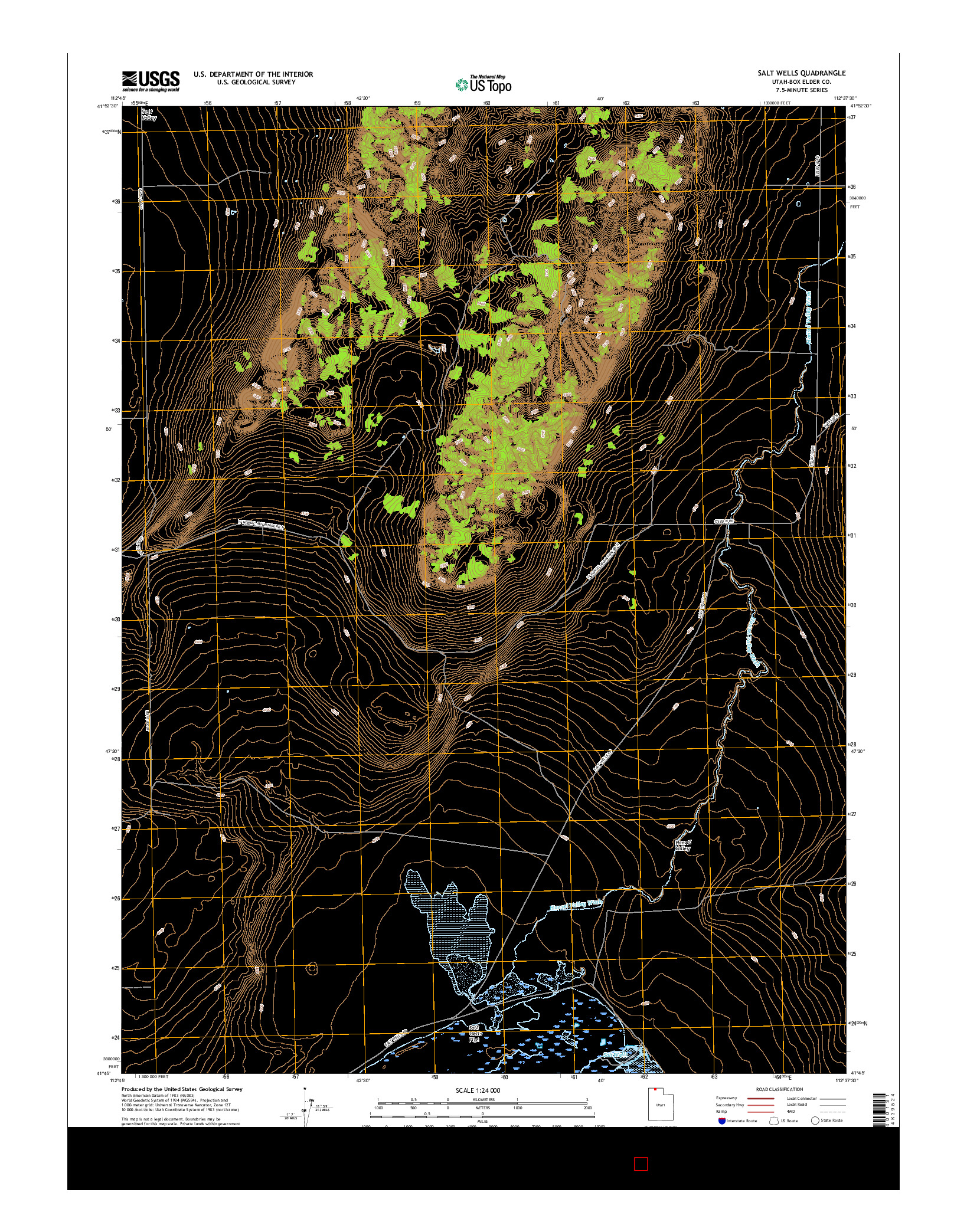 USGS US TOPO 7.5-MINUTE MAP FOR SALT WELLS, UT 2017