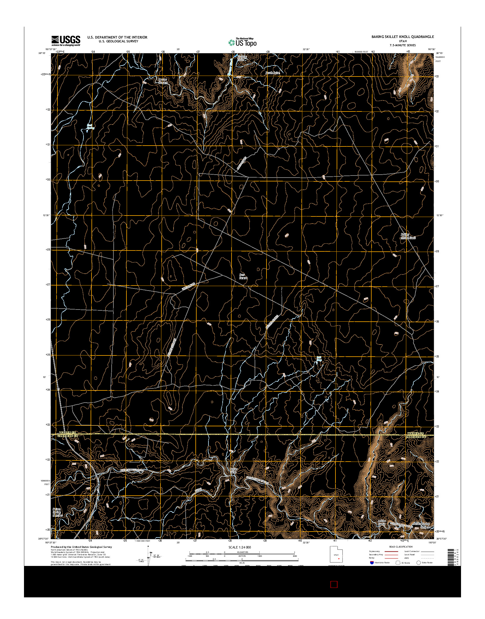 USGS US TOPO 7.5-MINUTE MAP FOR BAKING SKILLET KNOLL, UT 2017