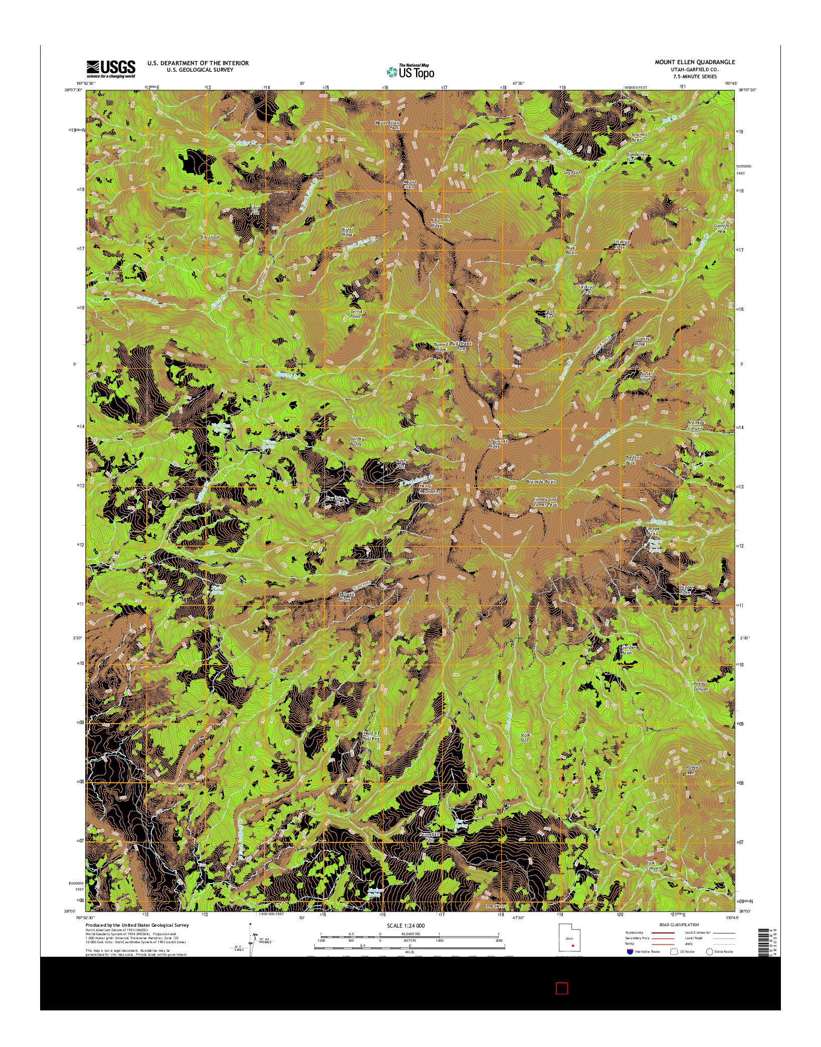 USGS US TOPO 7.5-MINUTE MAP FOR MOUNT ELLEN, UT 2017