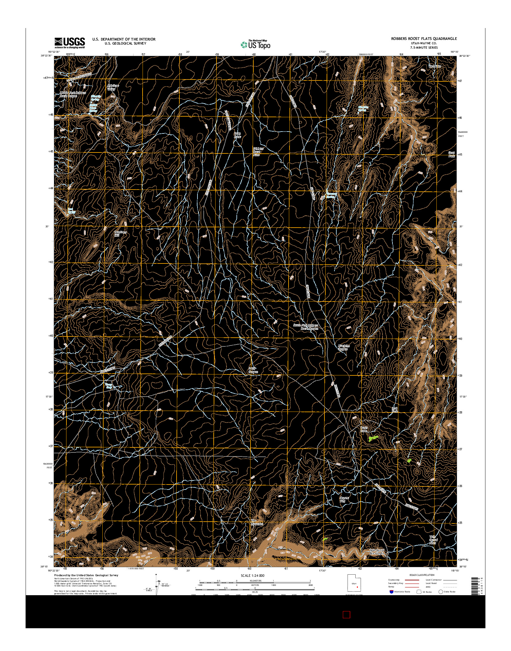 USGS US TOPO 7.5-MINUTE MAP FOR ROBBERS ROOST FLATS, UT 2017