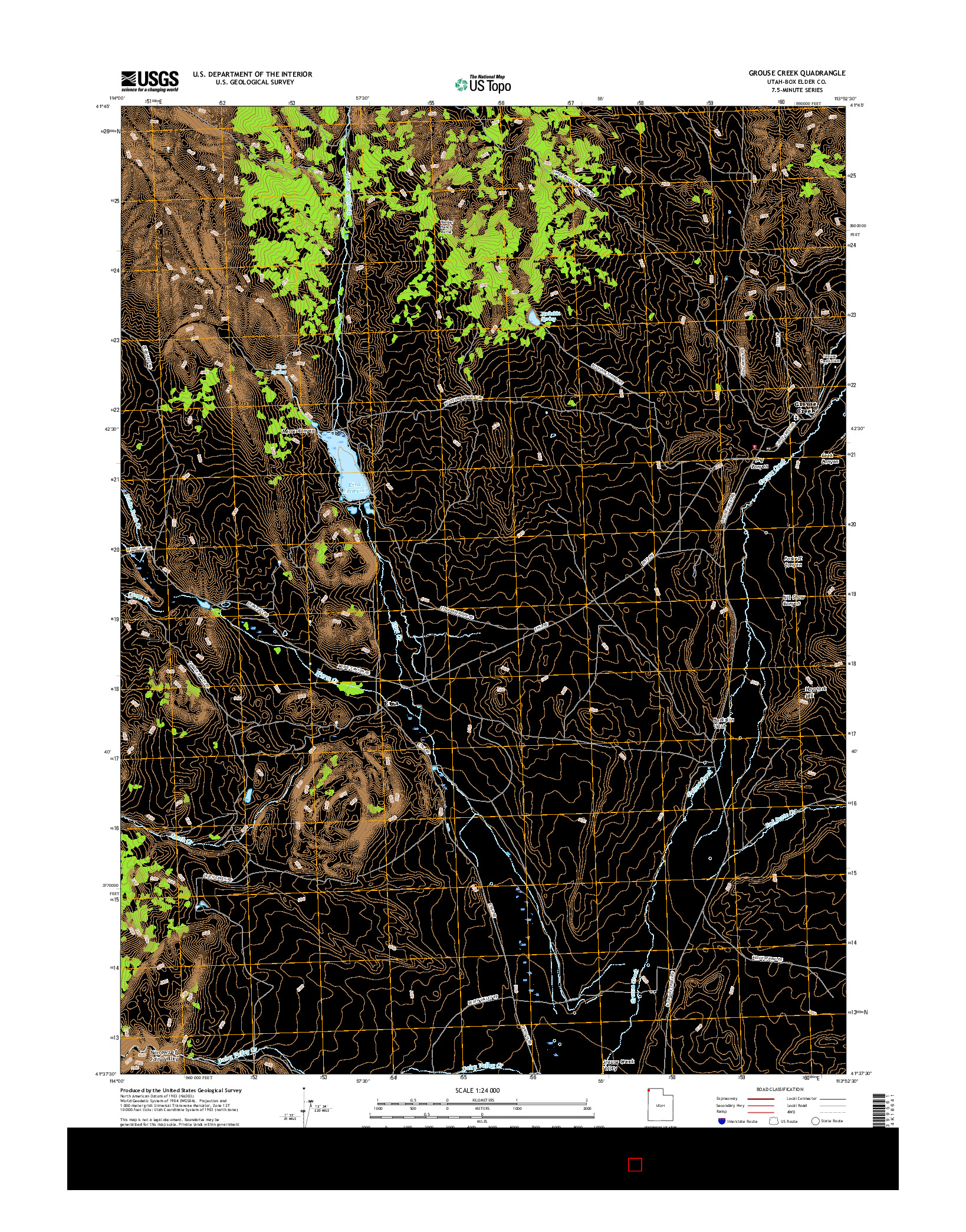 USGS US TOPO 7.5-MINUTE MAP FOR GROUSE CREEK, UT 2017