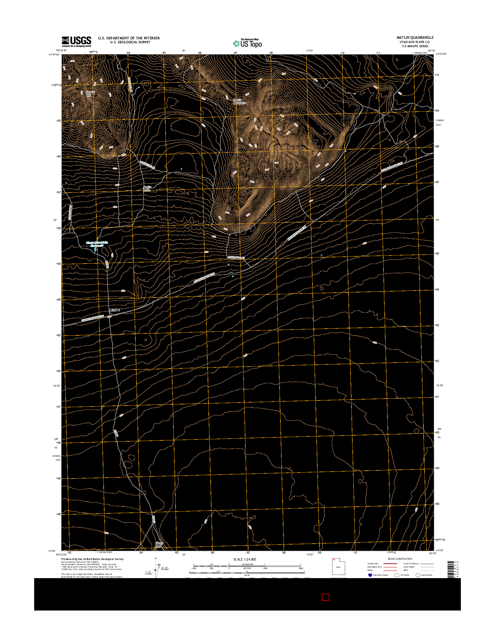 USGS US TOPO 7.5-MINUTE MAP FOR MATLIN, UT 2017