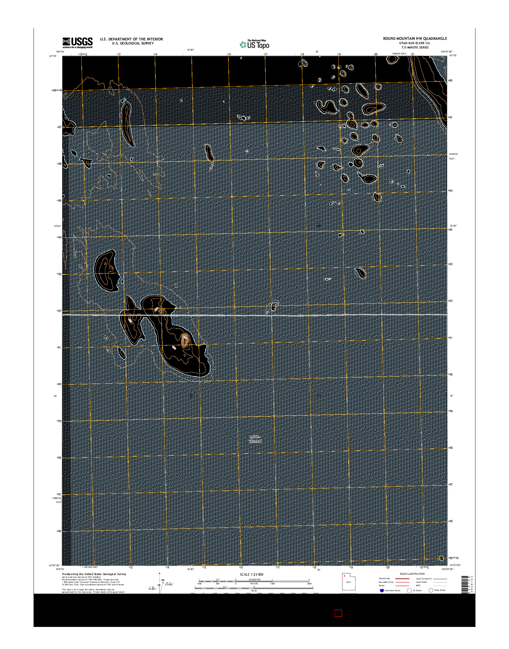 USGS US TOPO 7.5-MINUTE MAP FOR ROUND MOUNTAIN NW, UT 2017