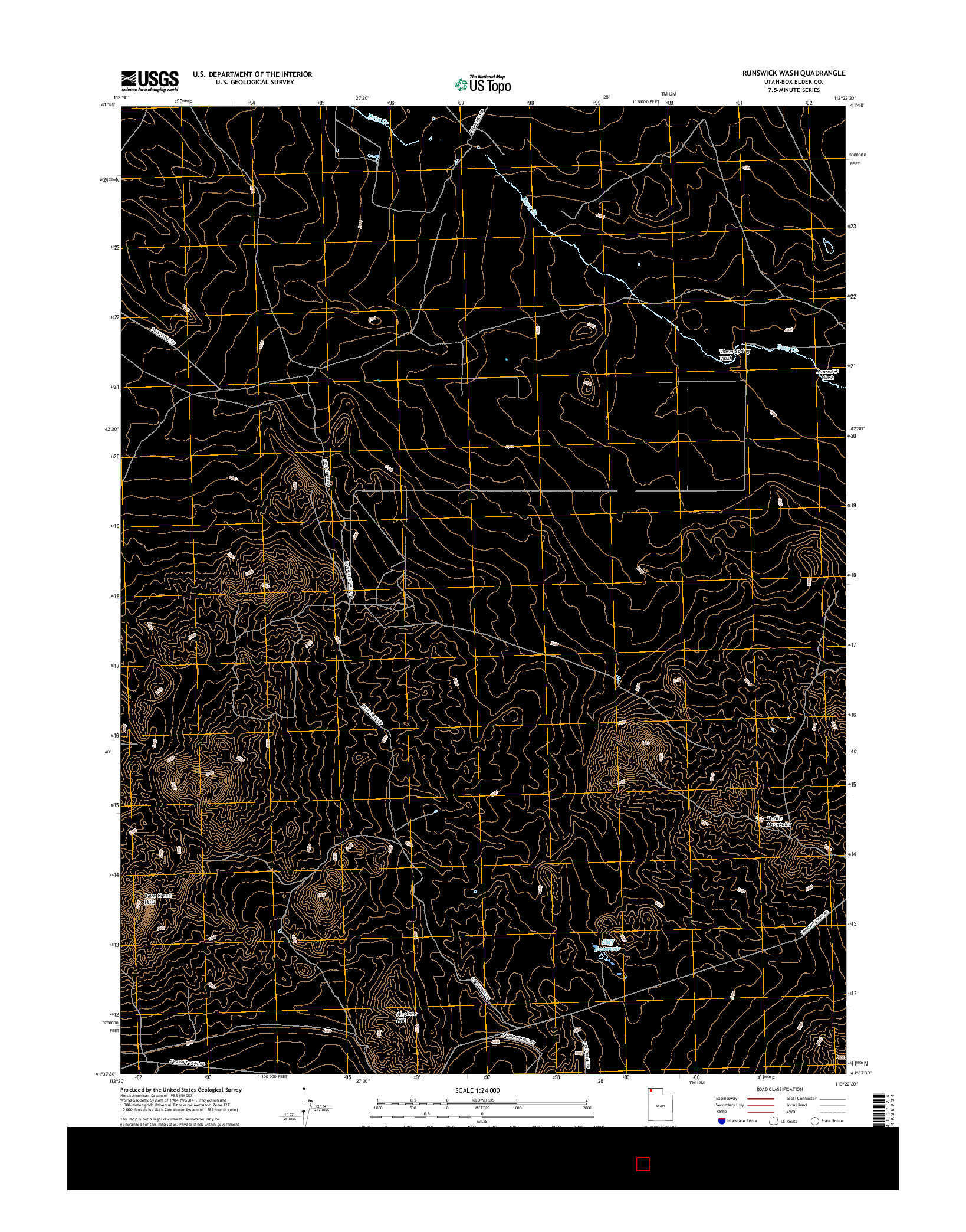 USGS US TOPO 7.5-MINUTE MAP FOR RUNSWICK WASH, UT 2017