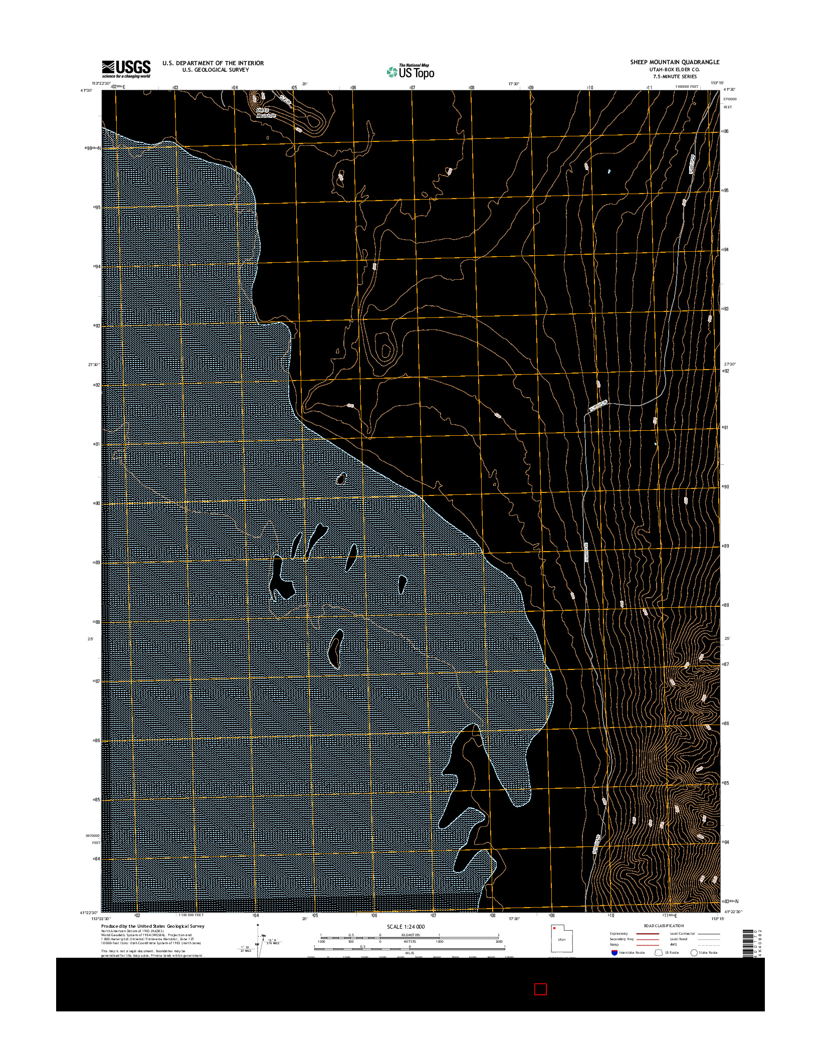 USGS US TOPO 7.5-MINUTE MAP FOR SHEEP MOUNTAIN, UT 2017