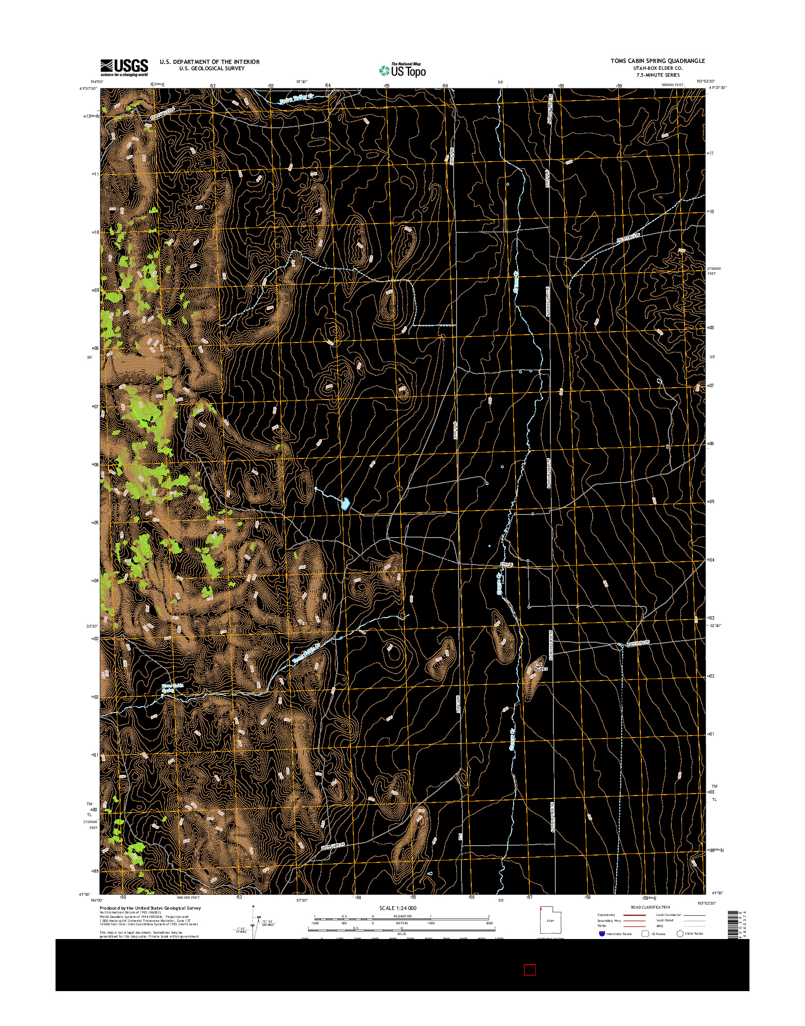 USGS US TOPO 7.5-MINUTE MAP FOR TOMS CABIN SPRING, UT 2017