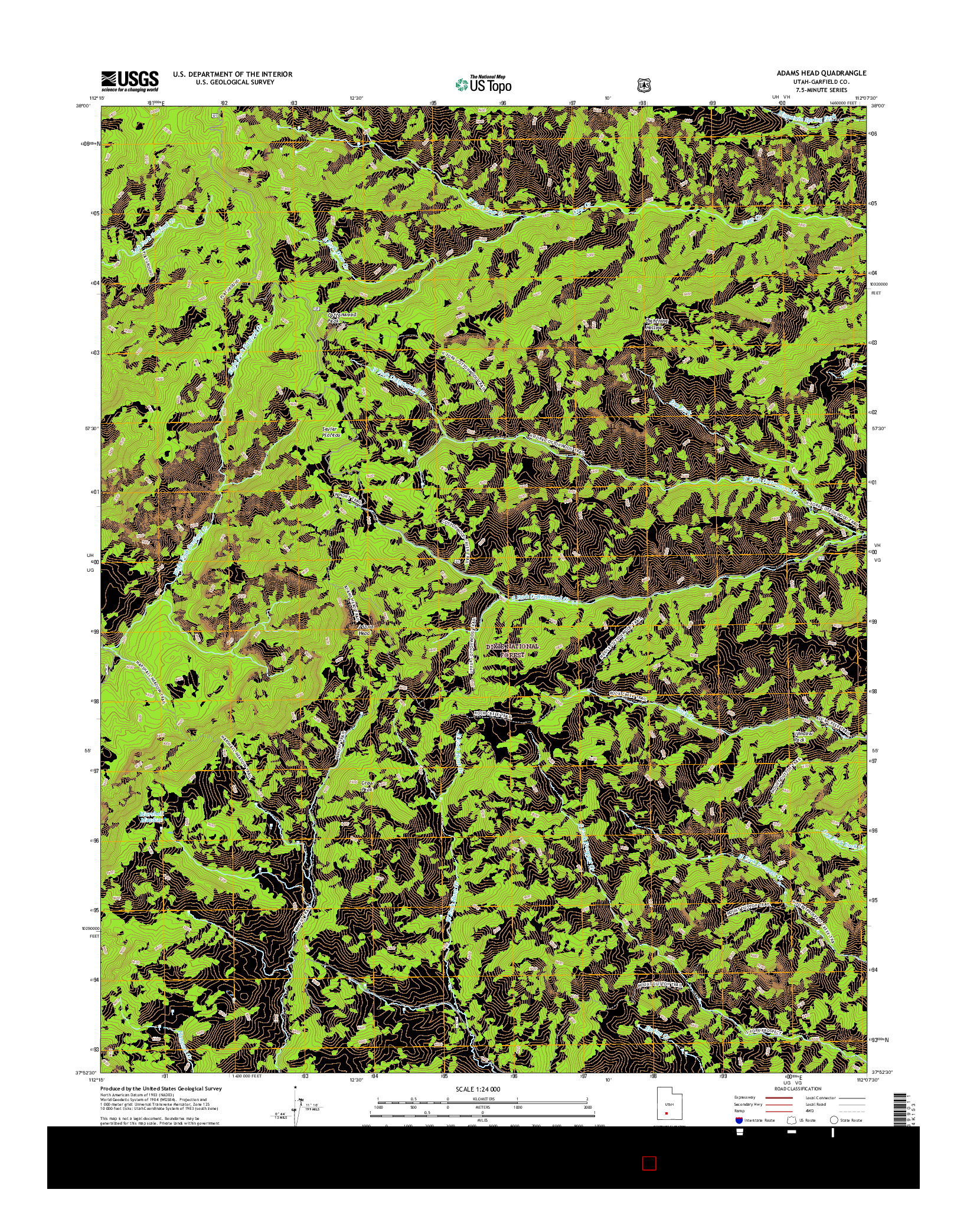 USGS US TOPO 7.5-MINUTE MAP FOR ADAMS HEAD, UT 2017