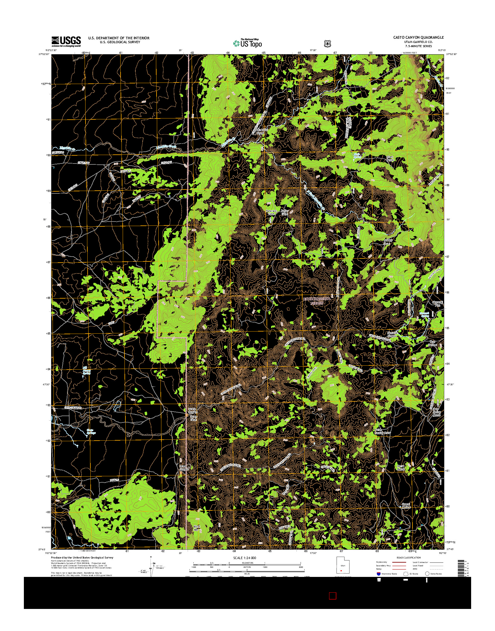 USGS US TOPO 7.5-MINUTE MAP FOR CASTO CANYON, UT 2017