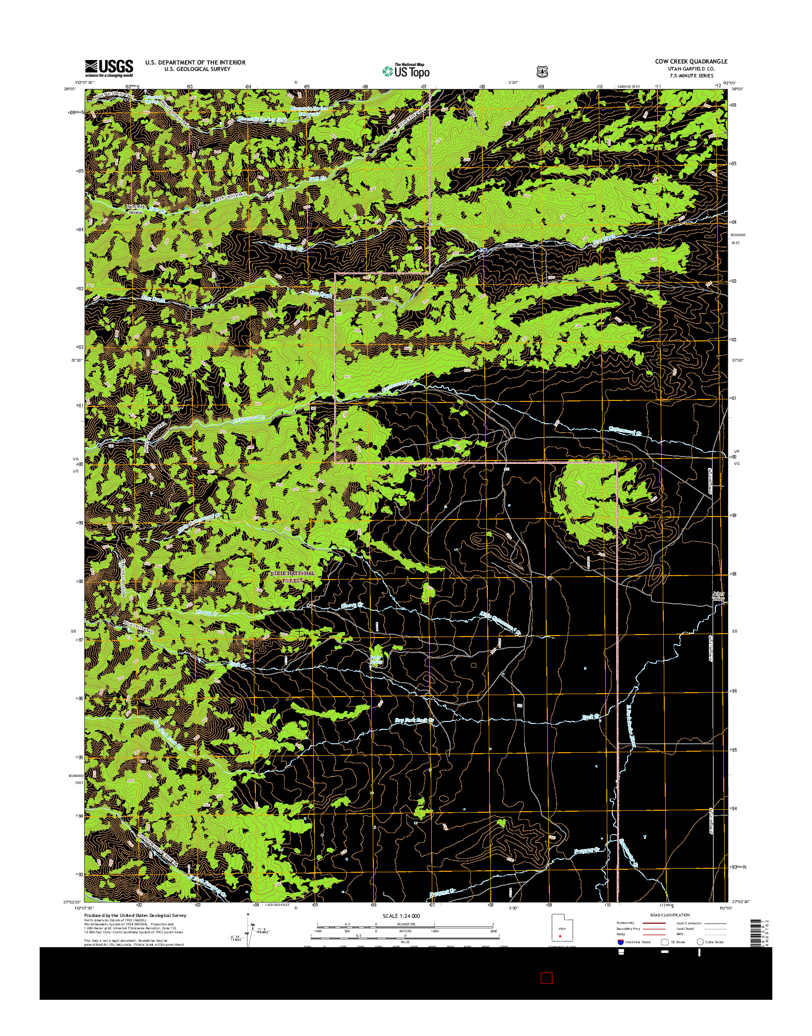 USGS US TOPO 7.5-MINUTE MAP FOR COW CREEK, UT 2017