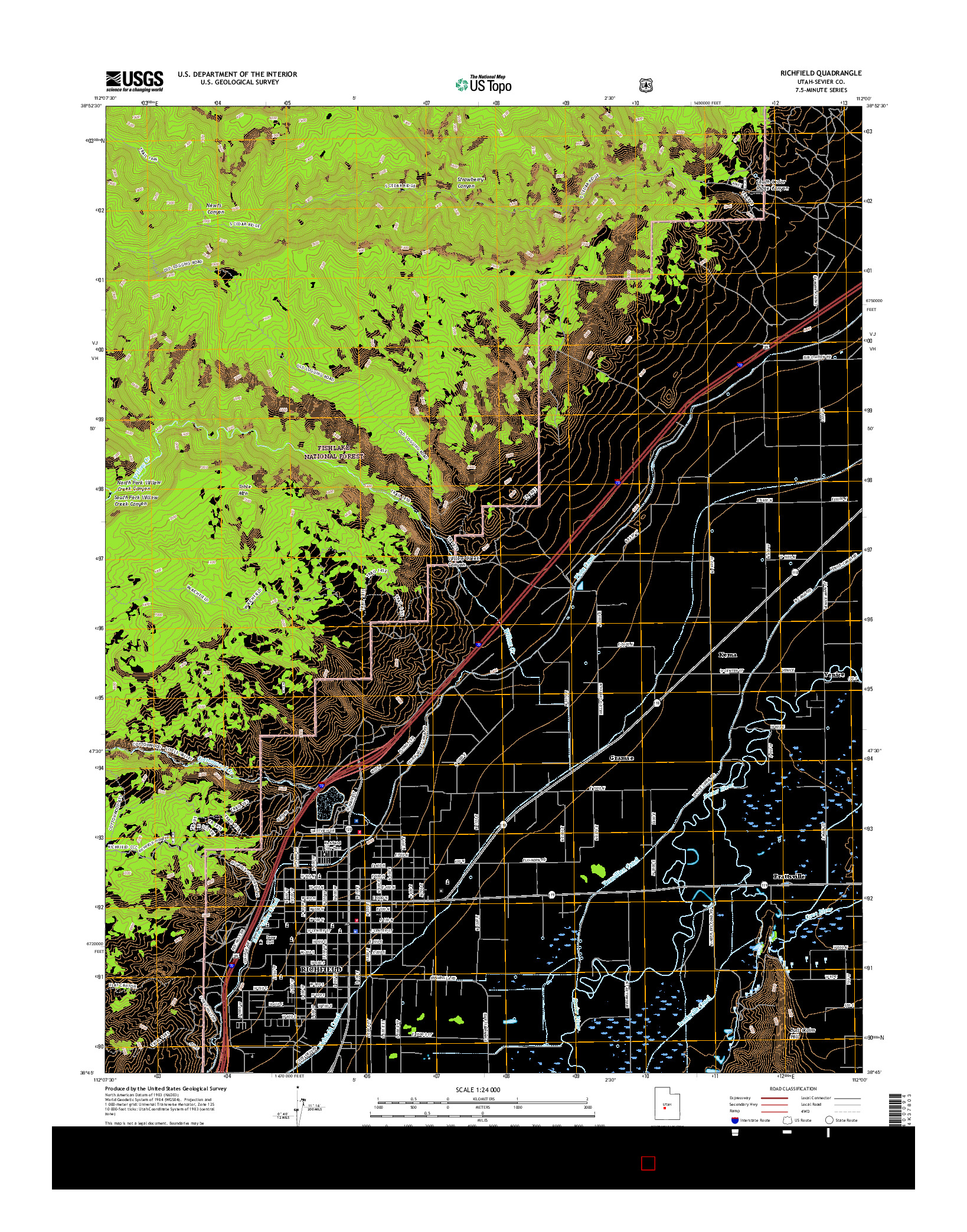 USGS US TOPO 7.5-MINUTE MAP FOR RICHFIELD, UT 2017