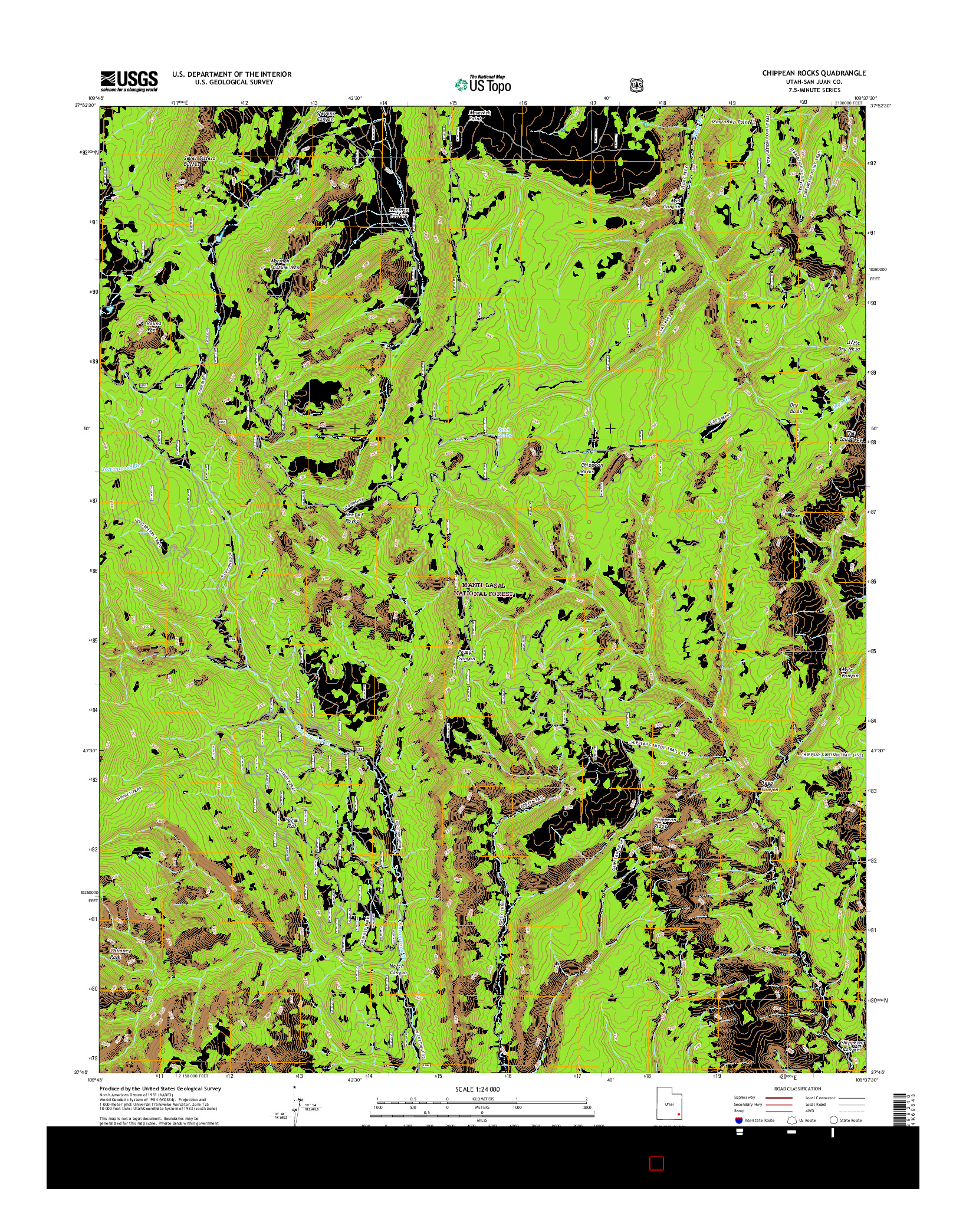 USGS US TOPO 7.5-MINUTE MAP FOR CHIPPEAN ROCKS, UT 2017