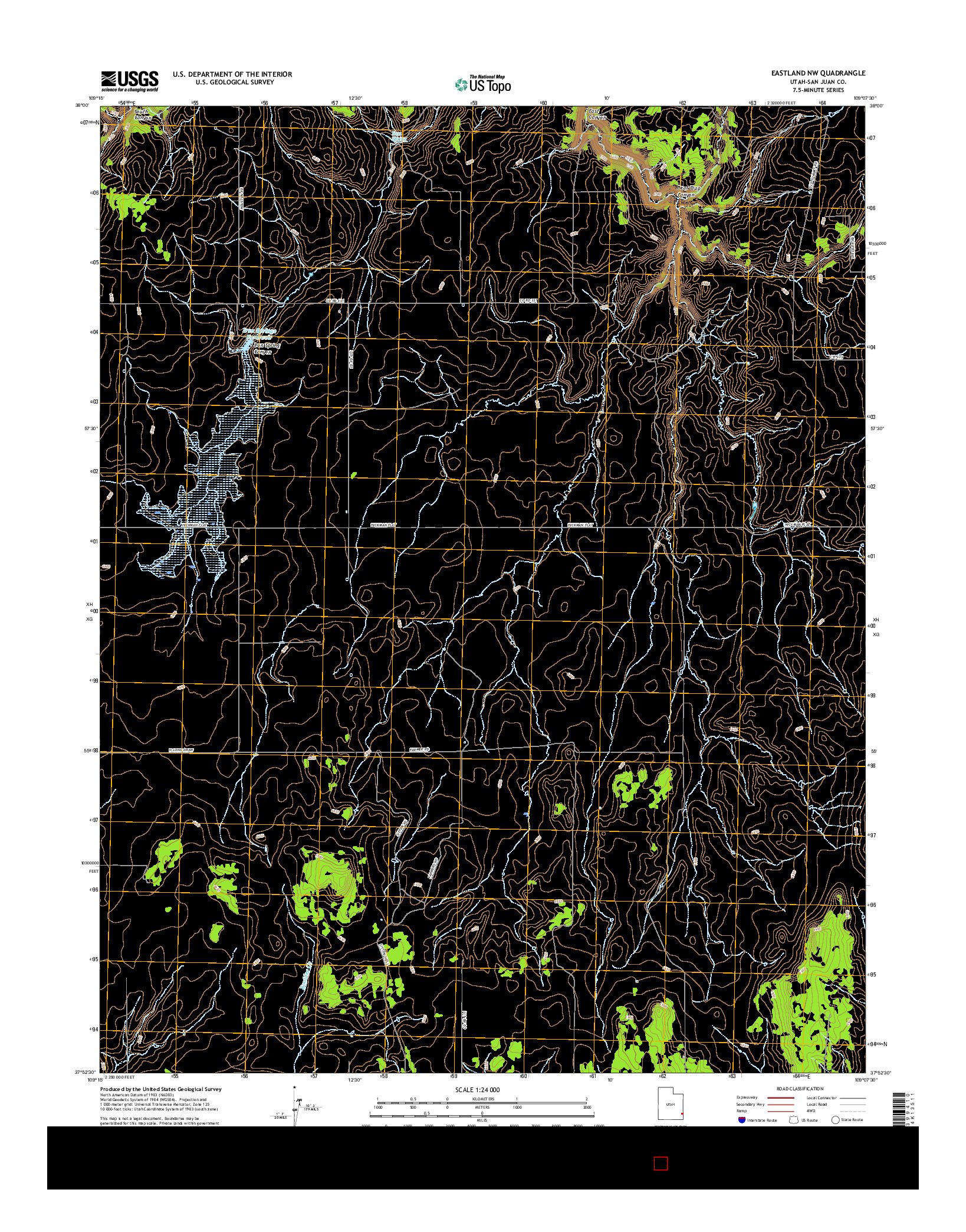 USGS US TOPO 7.5-MINUTE MAP FOR EASTLAND NW, UT 2017