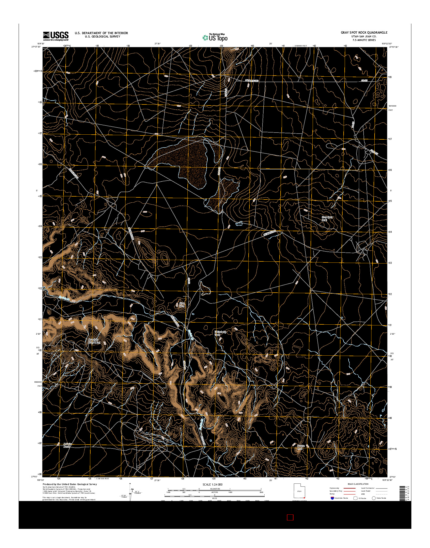 USGS US TOPO 7.5-MINUTE MAP FOR GRAY SPOT ROCK, UT 2017