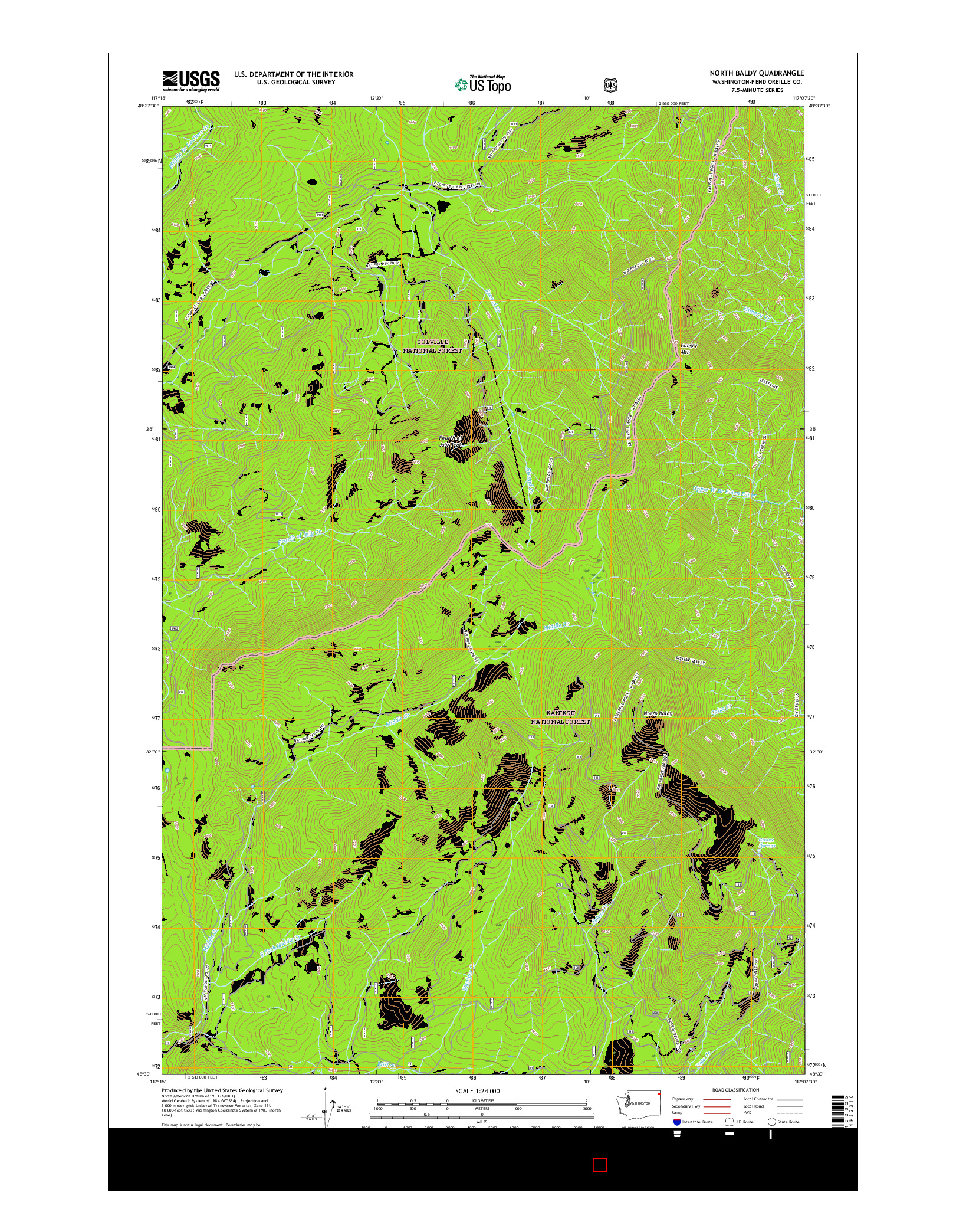 USGS US TOPO 7.5-MINUTE MAP FOR NORTH BALDY, WA 2017