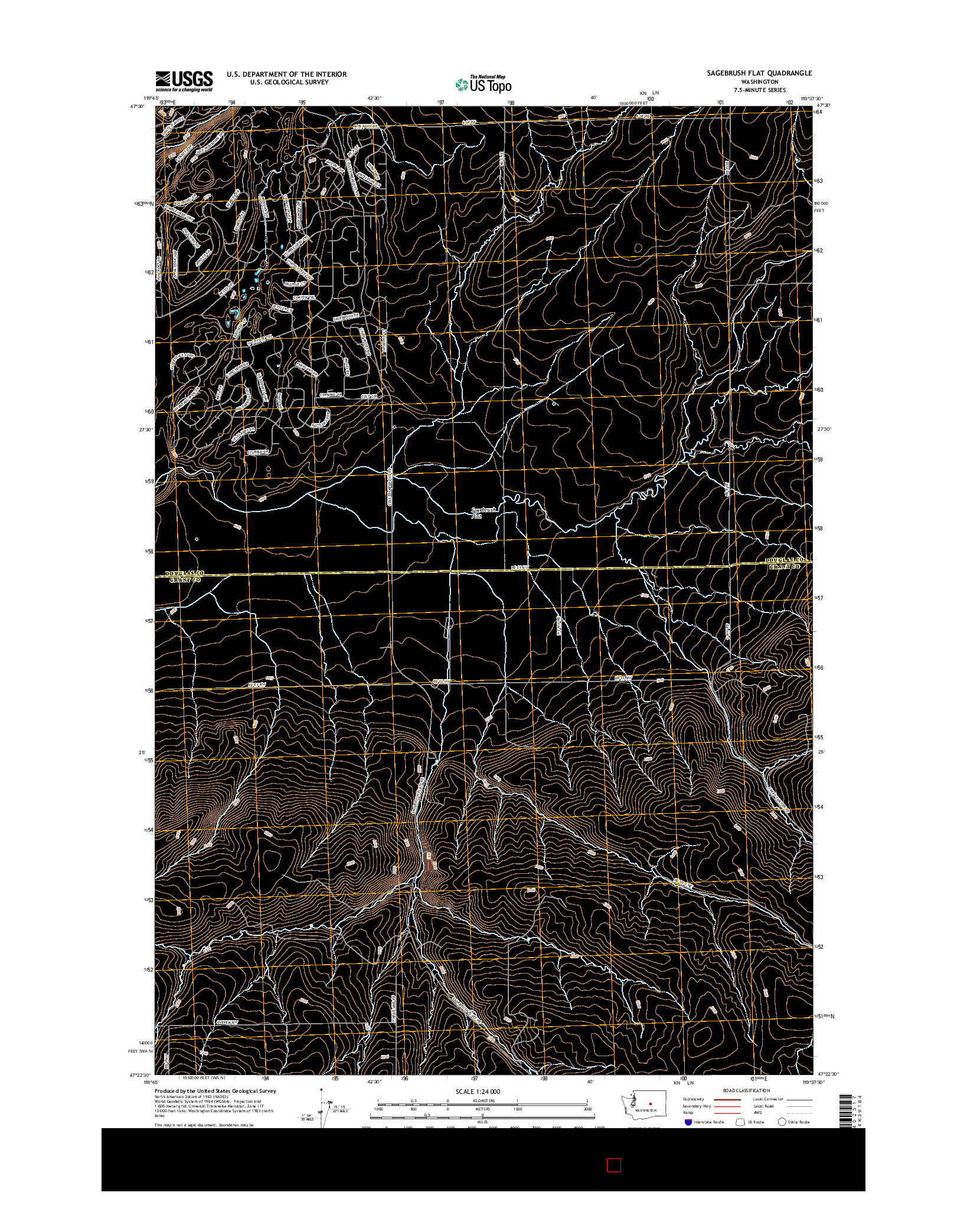 USGS US TOPO 7.5-MINUTE MAP FOR SAGEBRUSH FLAT, WA 2017
