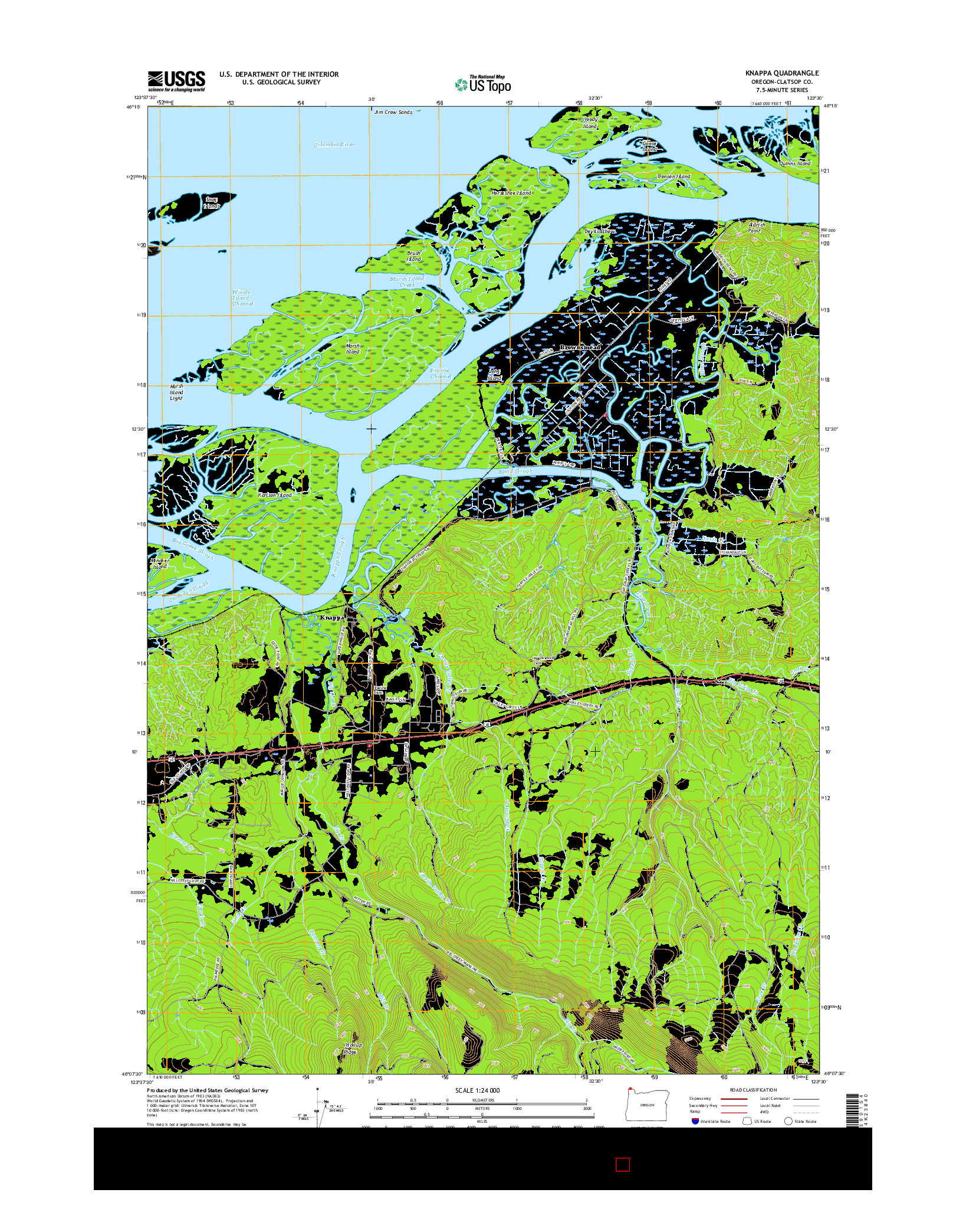 USGS US TOPO 7.5-MINUTE MAP FOR KNAPPA, OR 2017