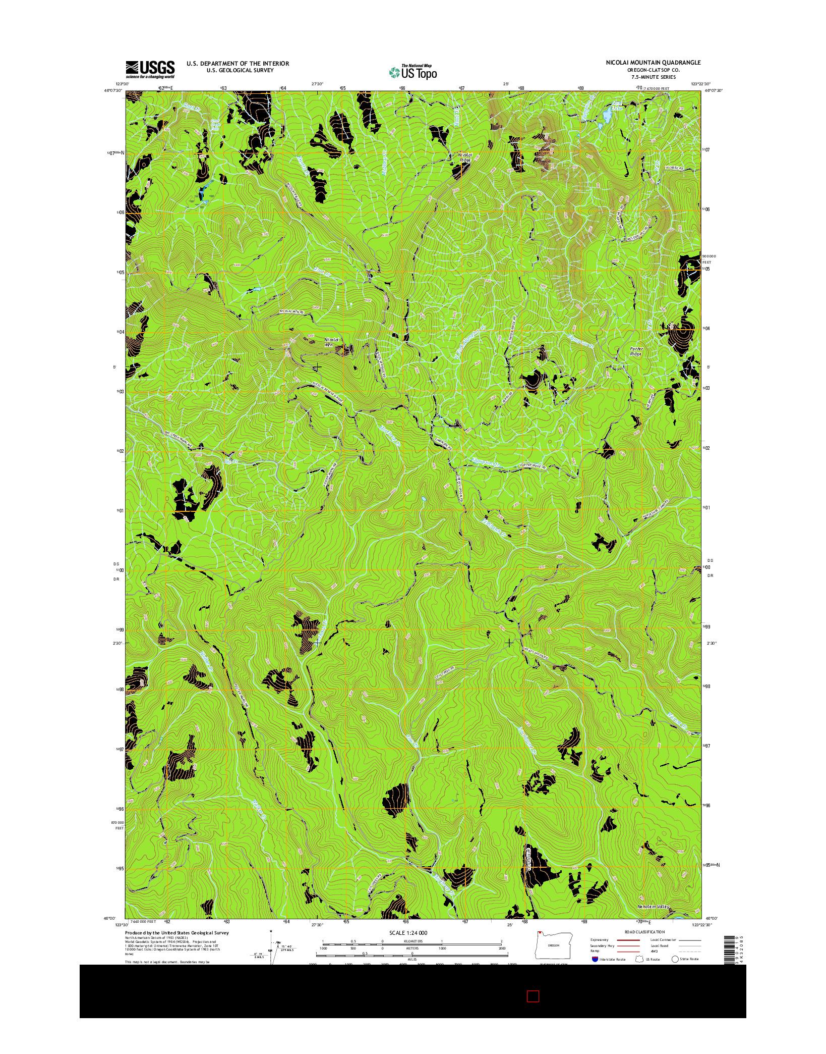 USGS US TOPO 7.5-MINUTE MAP FOR NICOLAI MOUNTAIN, OR 2017