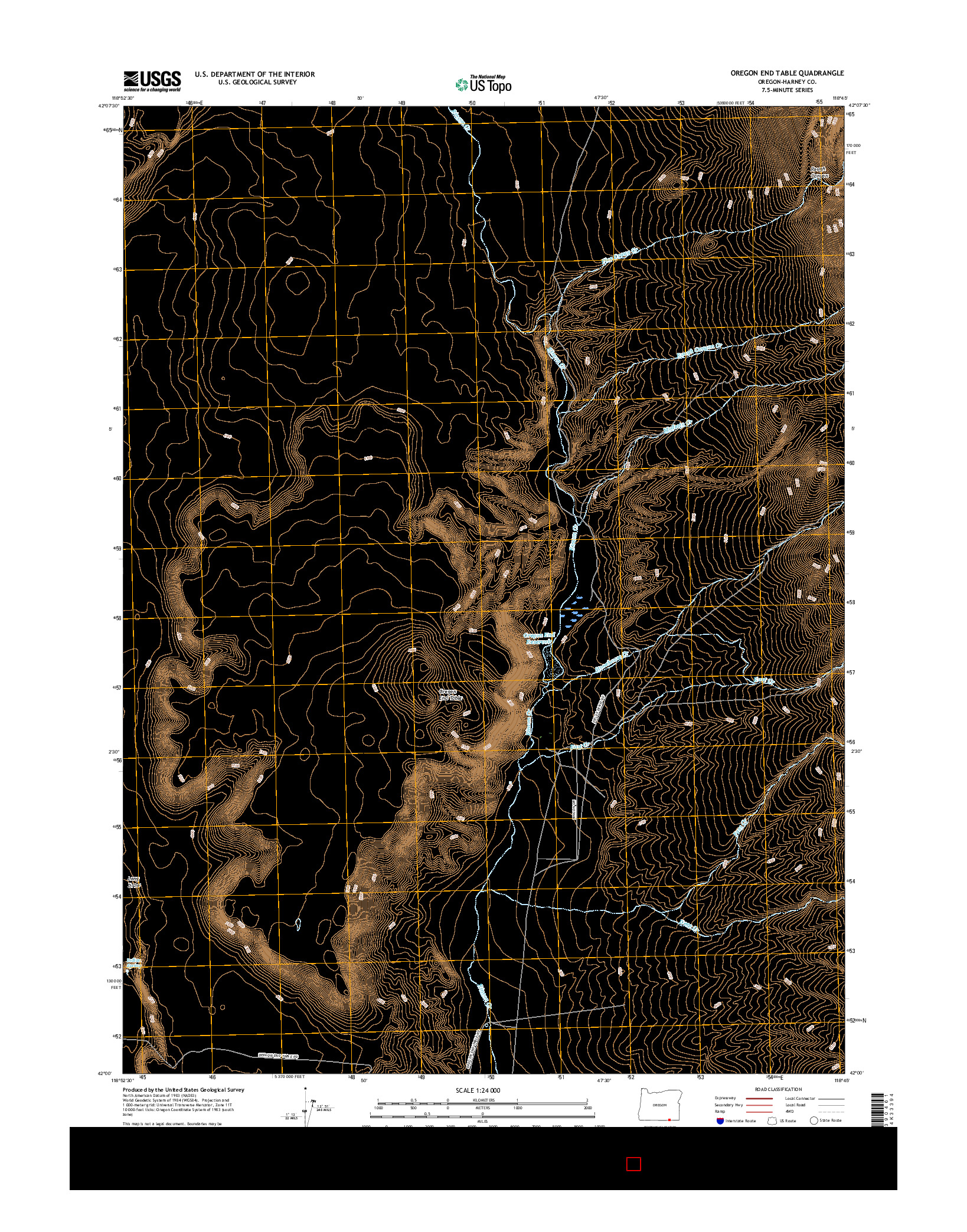 USGS US TOPO 7.5-MINUTE MAP FOR OREGON END TABLE, OR 2017