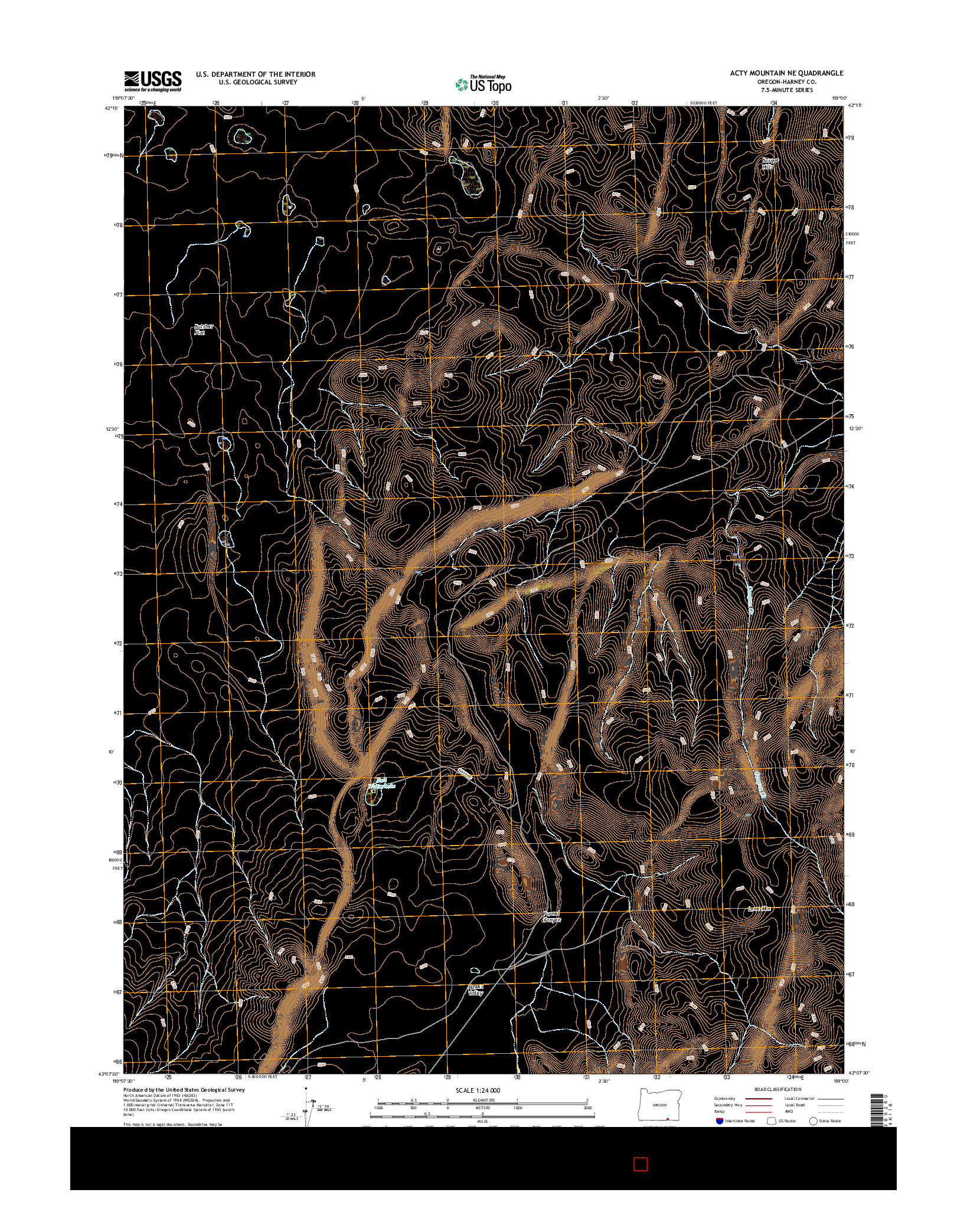 USGS US TOPO 7.5-MINUTE MAP FOR ACTY MOUNTAIN NE, OR 2017