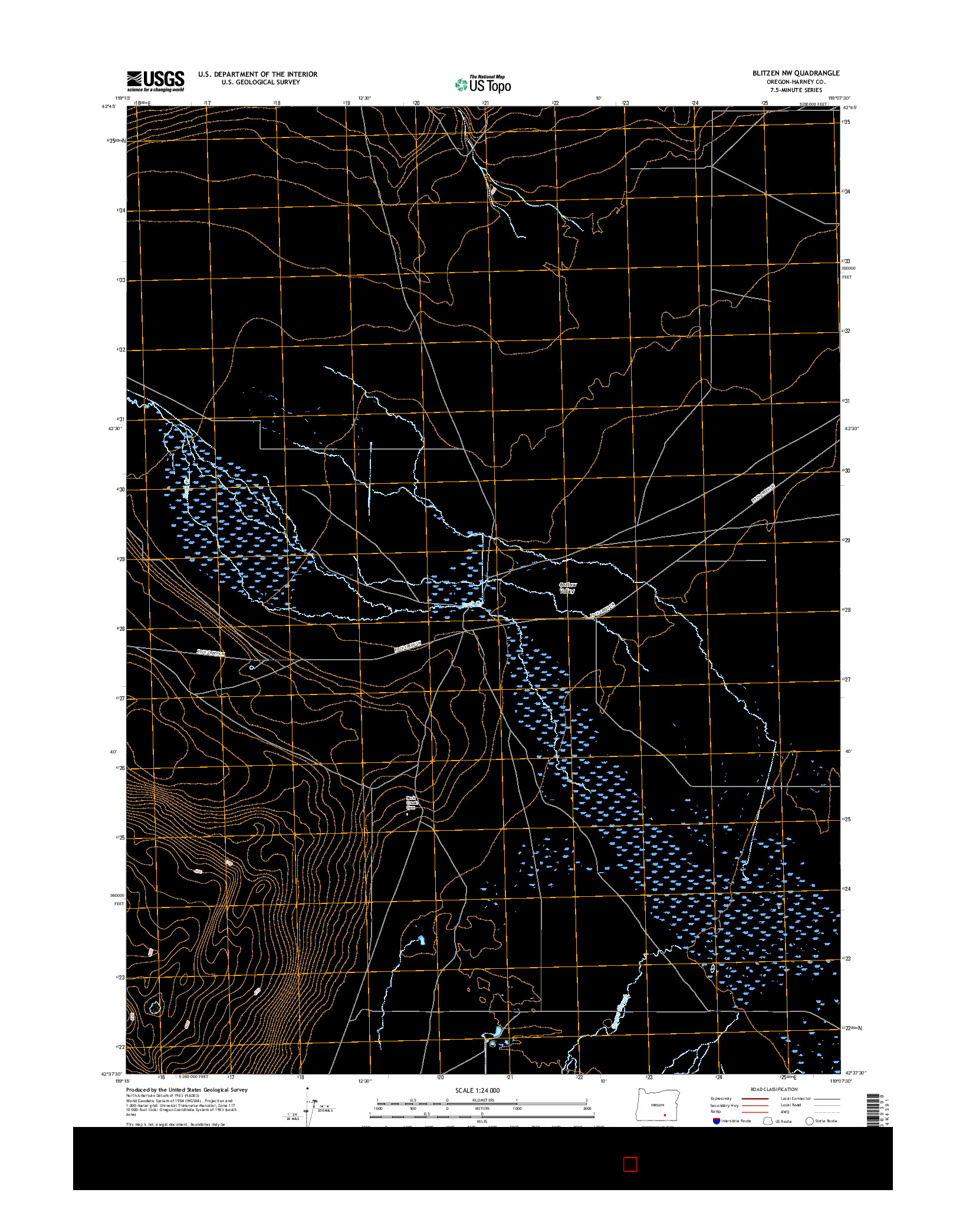 USGS US TOPO 7.5-MINUTE MAP FOR BLITZEN NW, OR 2017