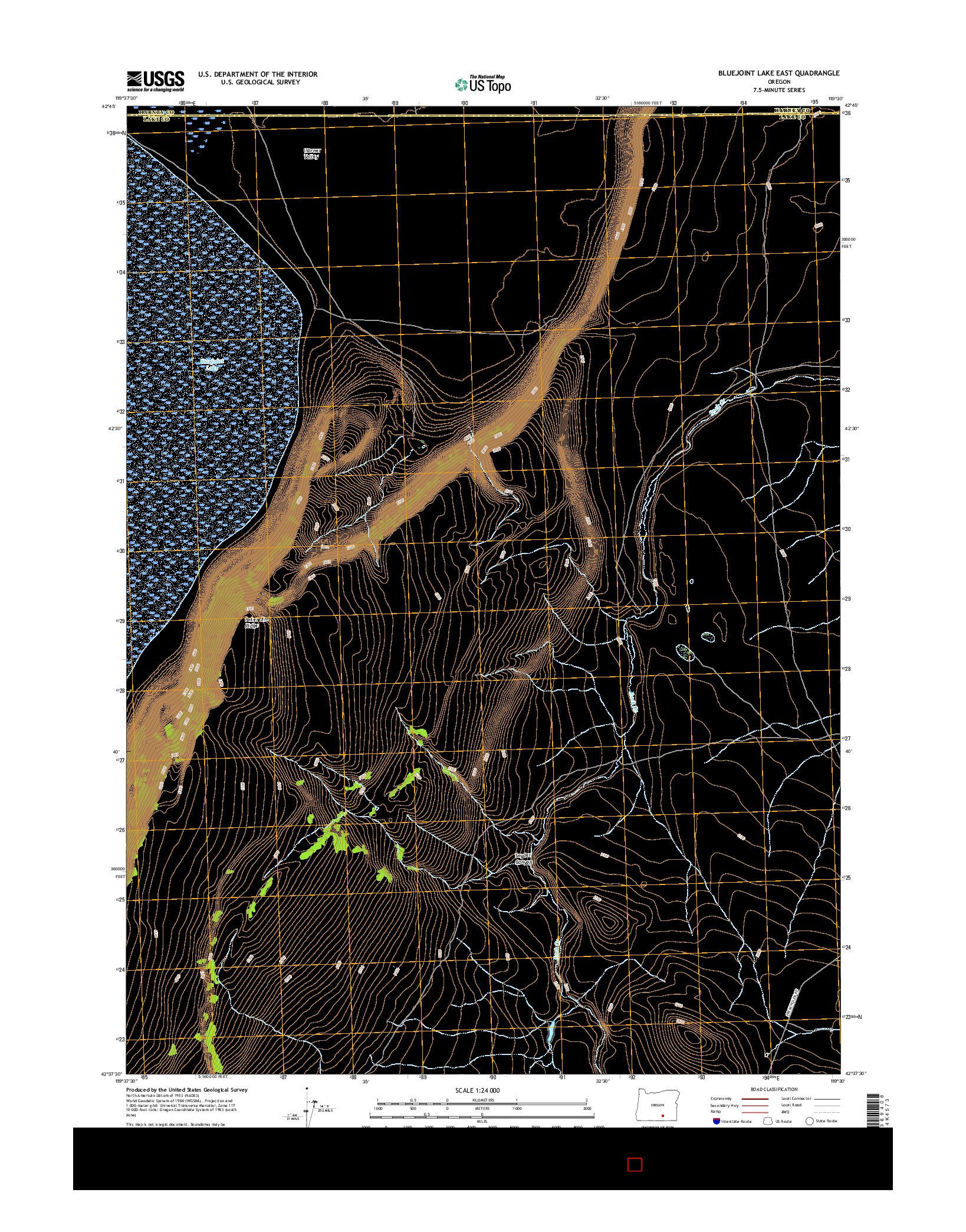 USGS US TOPO 7.5-MINUTE MAP FOR BLUEJOINT LAKE EAST, OR 2017