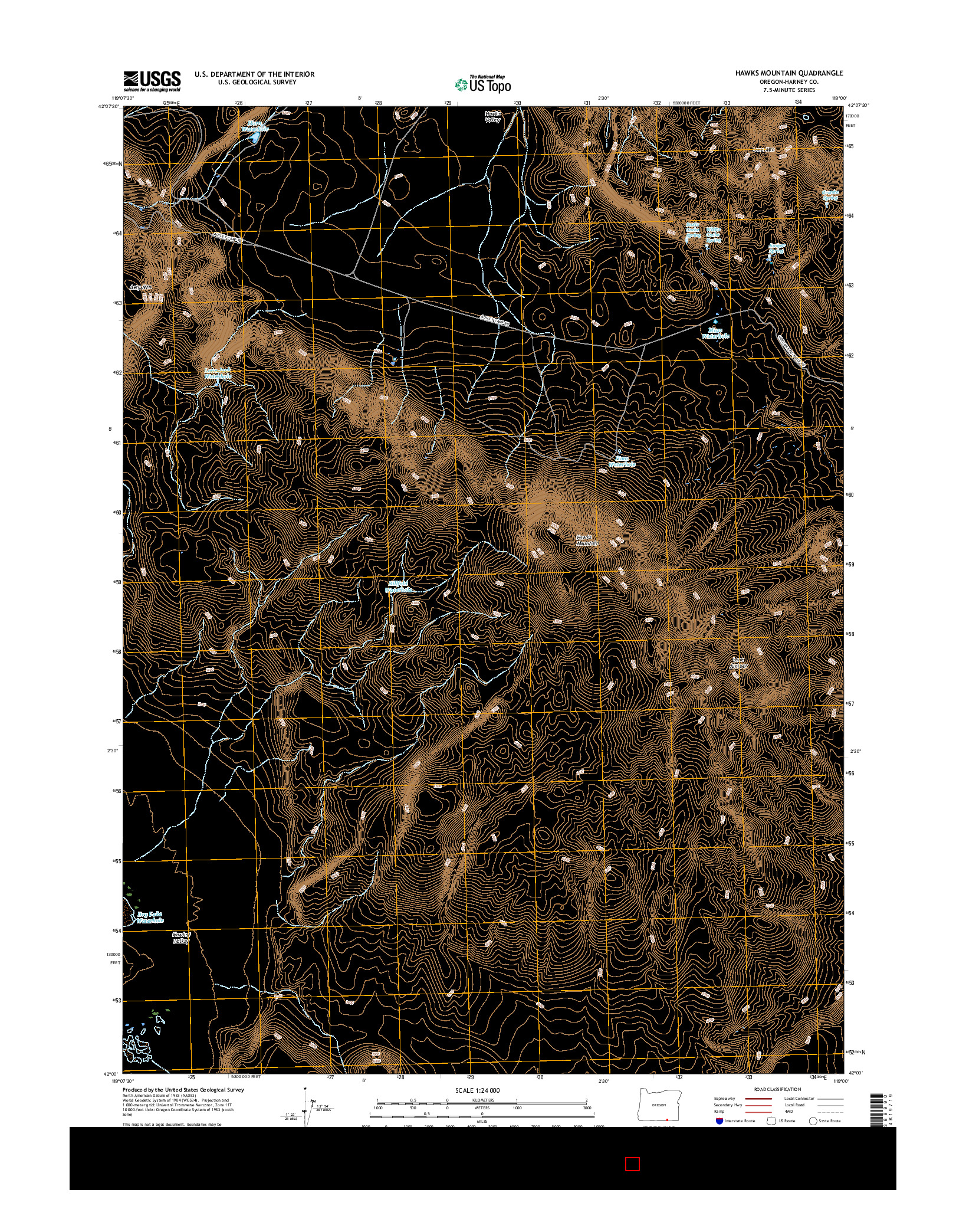 USGS US TOPO 7.5-MINUTE MAP FOR HAWKS MOUNTAIN, OR 2017