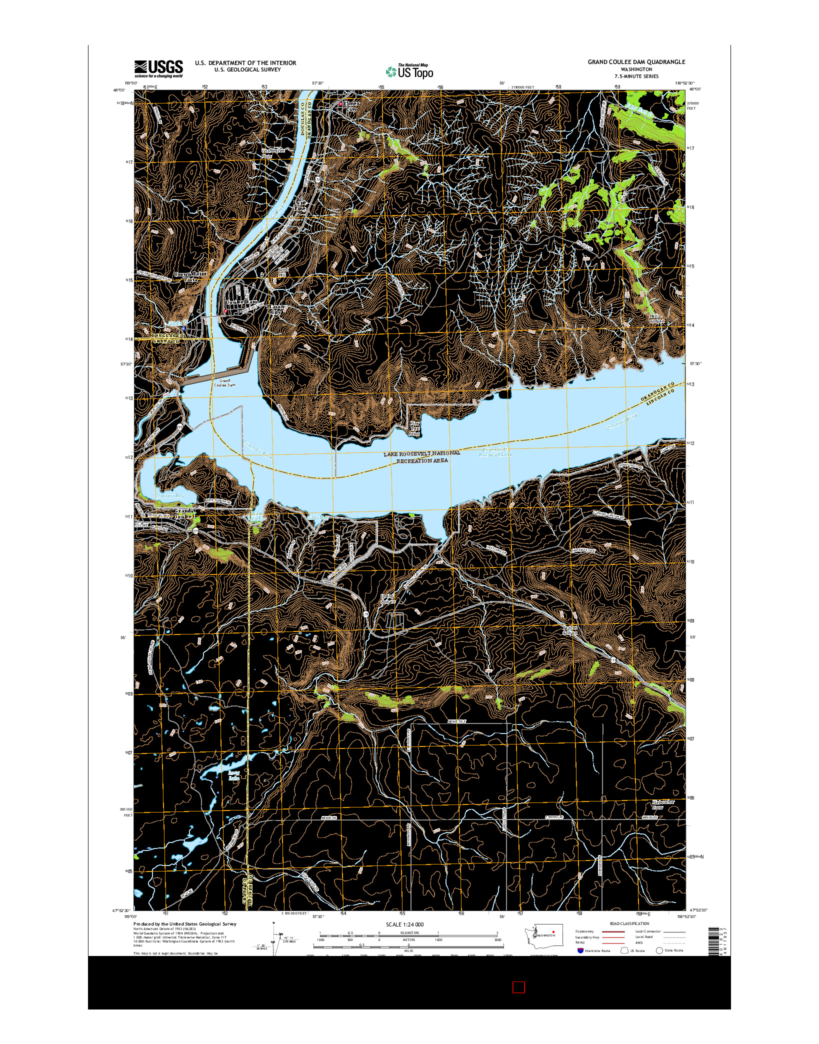 USGS US TOPO 7.5-MINUTE MAP FOR GRAND COULEE DAM, WA 2017