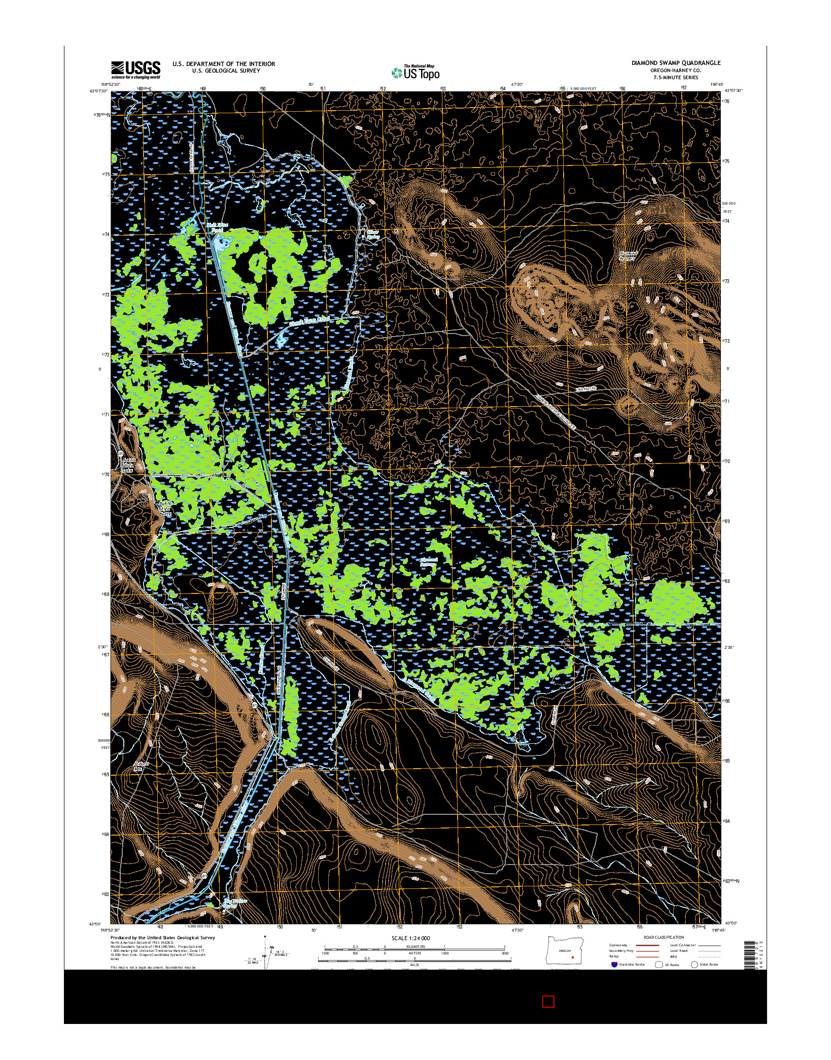 USGS US TOPO 7.5-MINUTE MAP FOR DIAMOND SWAMP, OR 2017