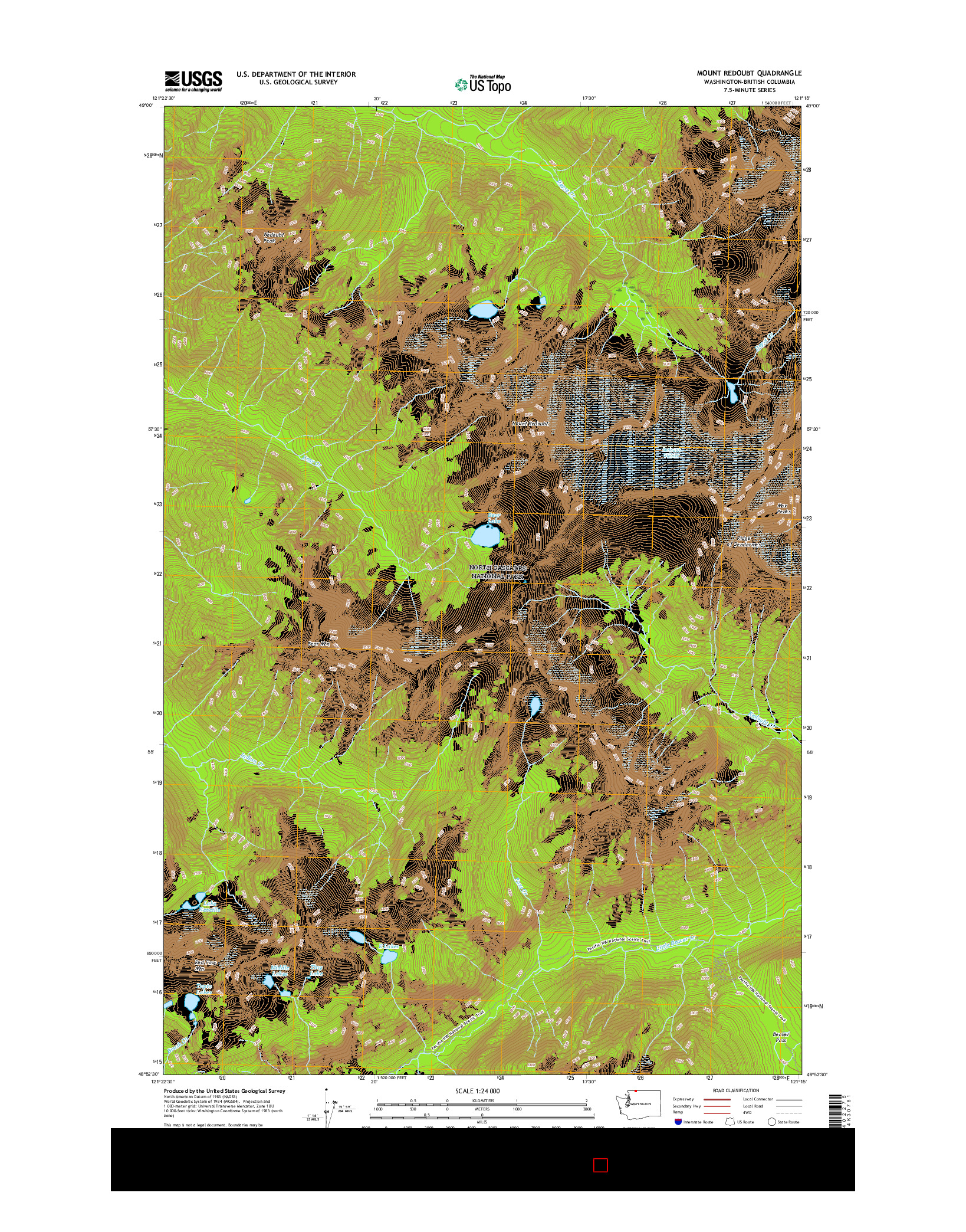 USGS US TOPO 7.5-MINUTE MAP FOR MOUNT REDOUBT, WA-BC 2017