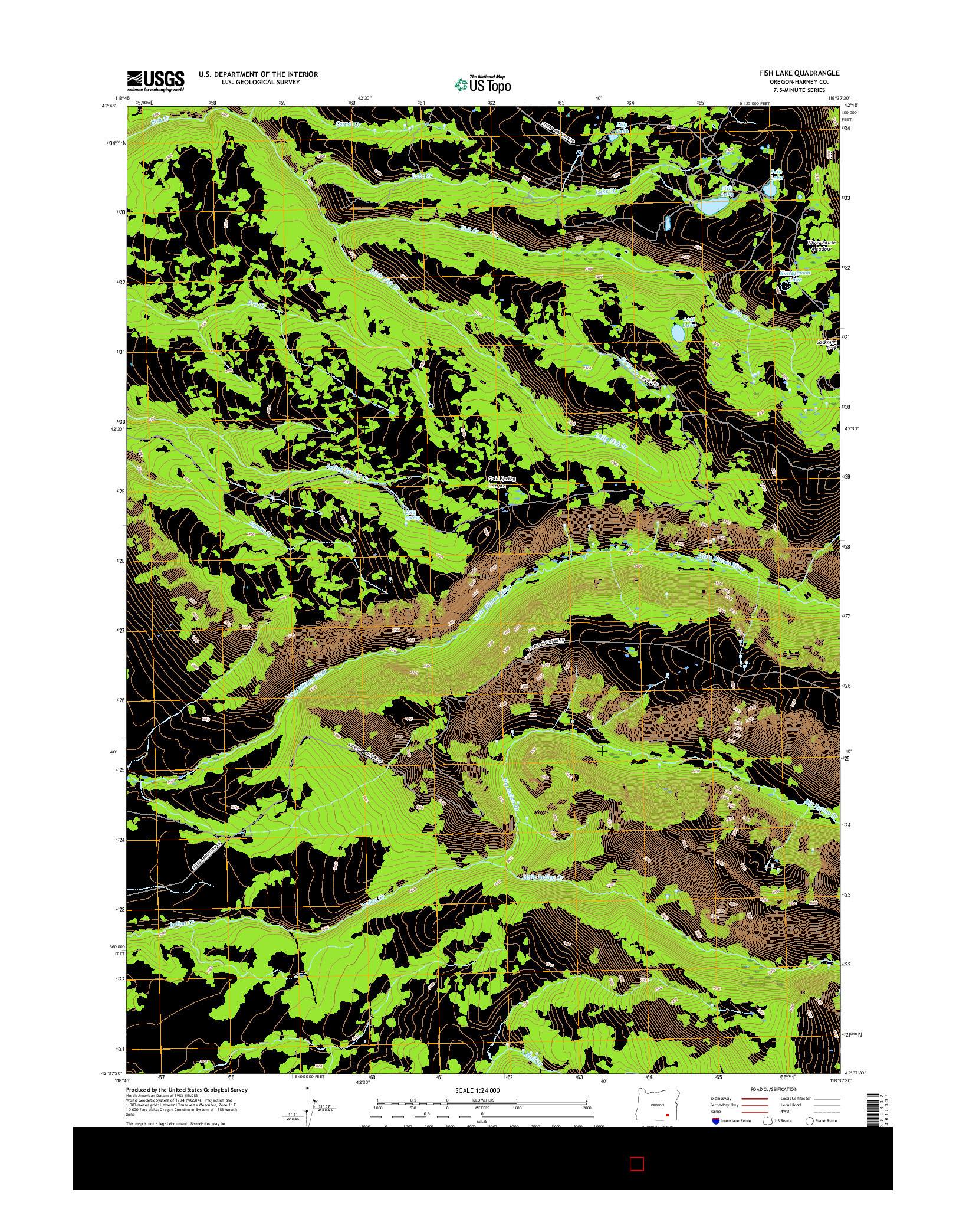 USGS US TOPO 7.5-MINUTE MAP FOR FISH LAKE, OR 2017